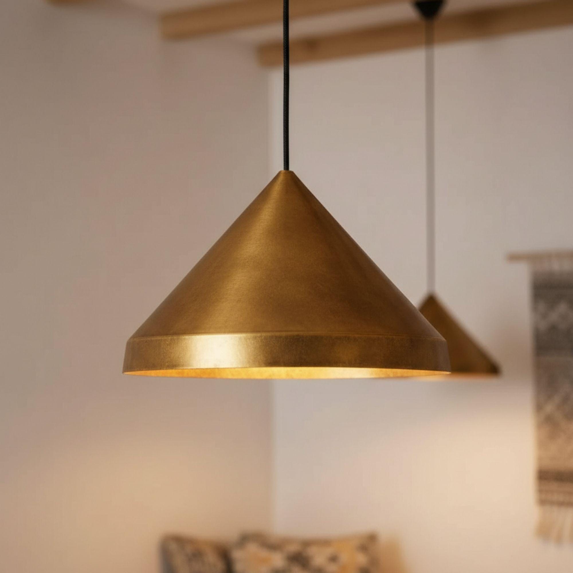 Handmade Brass Cone Pendant Light – Modern Ceiling Lamp for Kitchen Island / Dining Room - Image 6