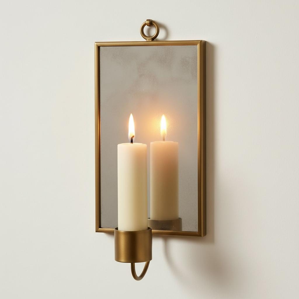 Brass Mirror Sconce – Set of 2 Handmade Candle Holders - Image 3