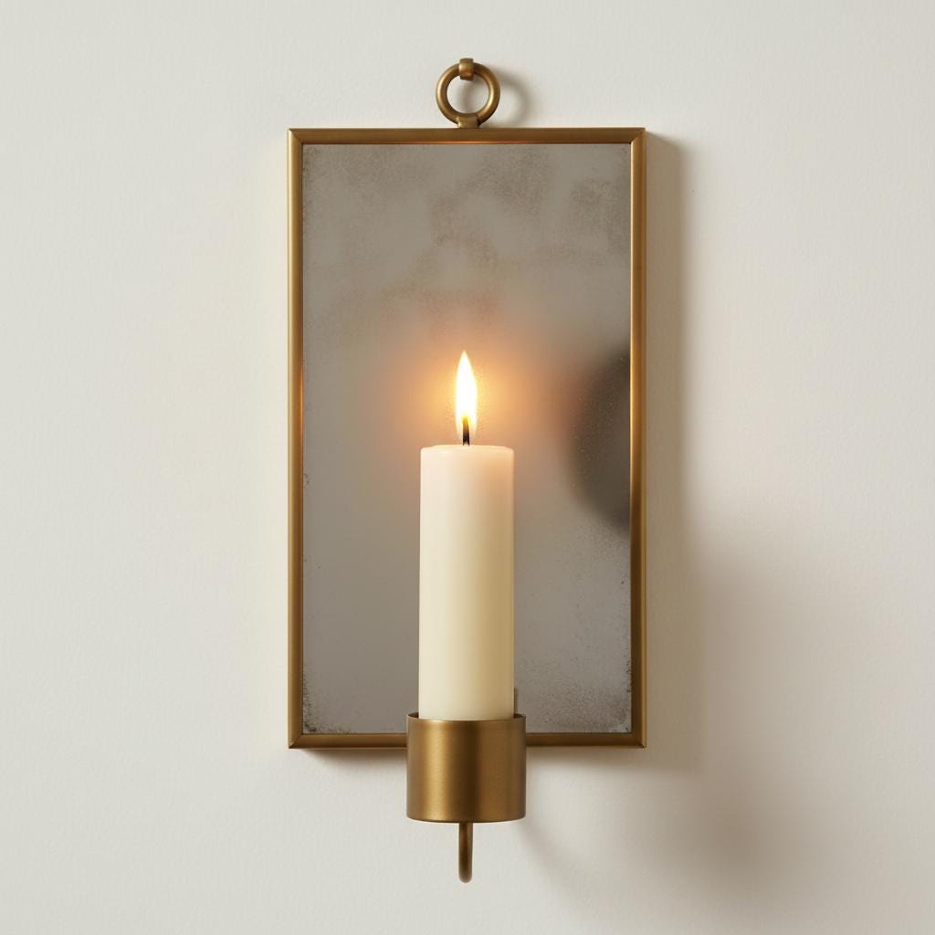Brass Mirror Sconce – Set of 2 Handmade Candle Holders - Image 5