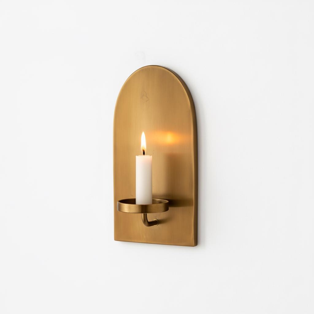 Set of 2 Antique Brass Candle Sconces - Image 5