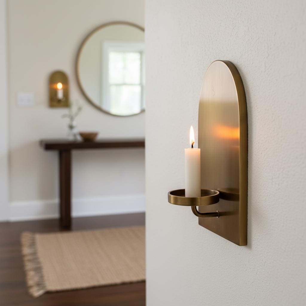 Set of 2 Antique Brass Candle Sconces - Image 4
