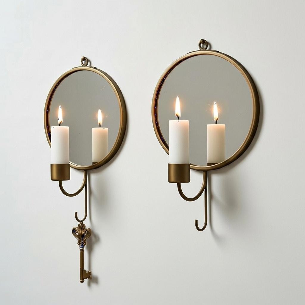 Brass Wall Candle Sconce Set of 2 – Handmade Mirror Candle Holders - Image 8