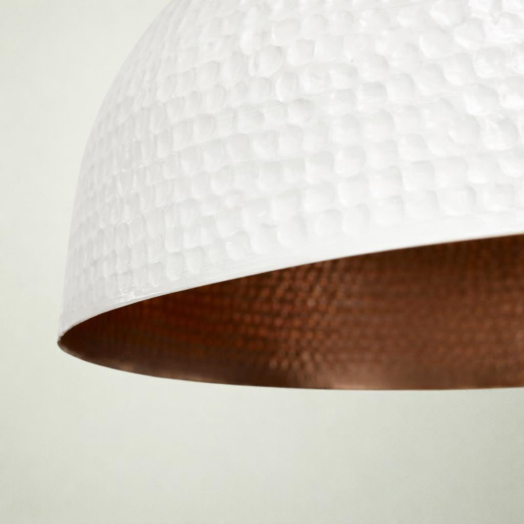 White Hammered Dome Pendant Lamp | Modern Farmhouse Kitchen Lighting - Image 8