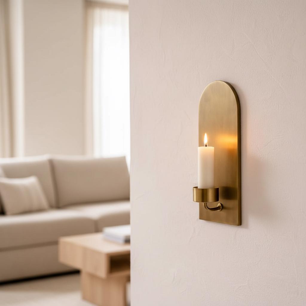 Set of 2 Antique Brass Wall Candle Holders - Image 6