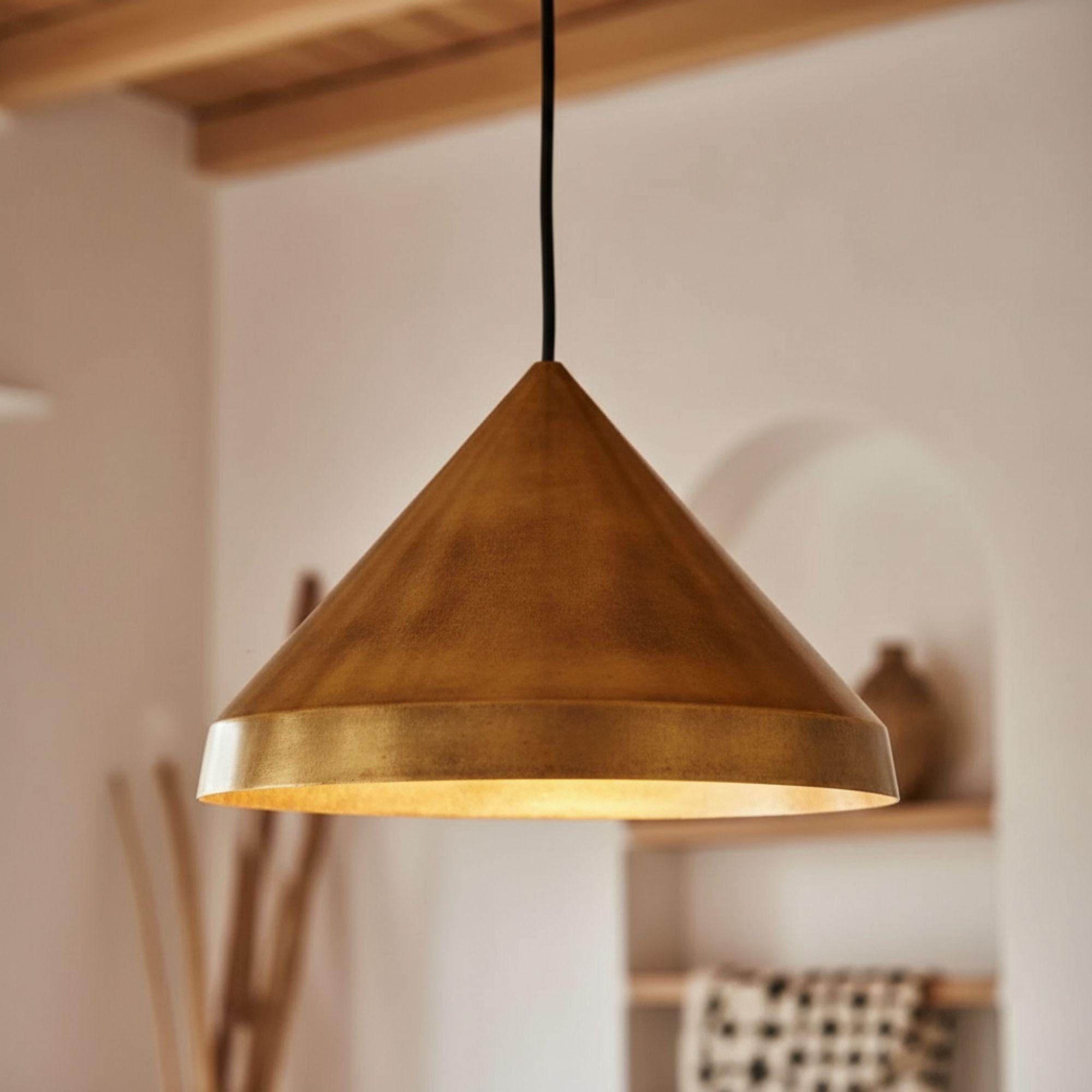 Handmade Brass Cone Pendant Light – Modern Ceiling Lamp for Kitchen Island / Dining Room - Image 5