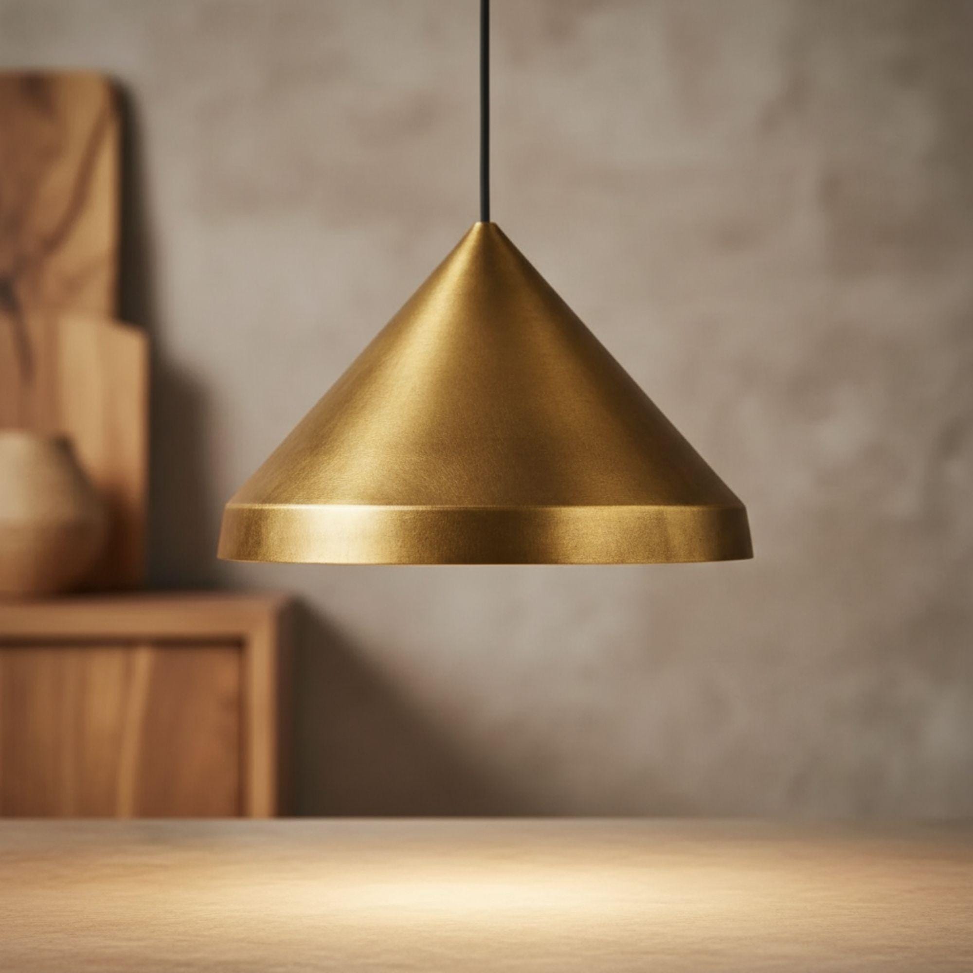Handmade Brass Cone Pendant Light – Modern Ceiling Lamp for Kitchen Island / Dining Room - Image 2