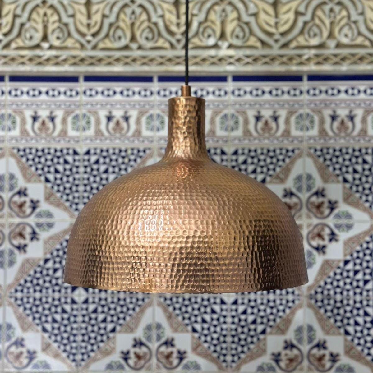 Hammered Copper Dome Pendant Lamp | Farmhouse Kitchen Island Lighting - Image 4