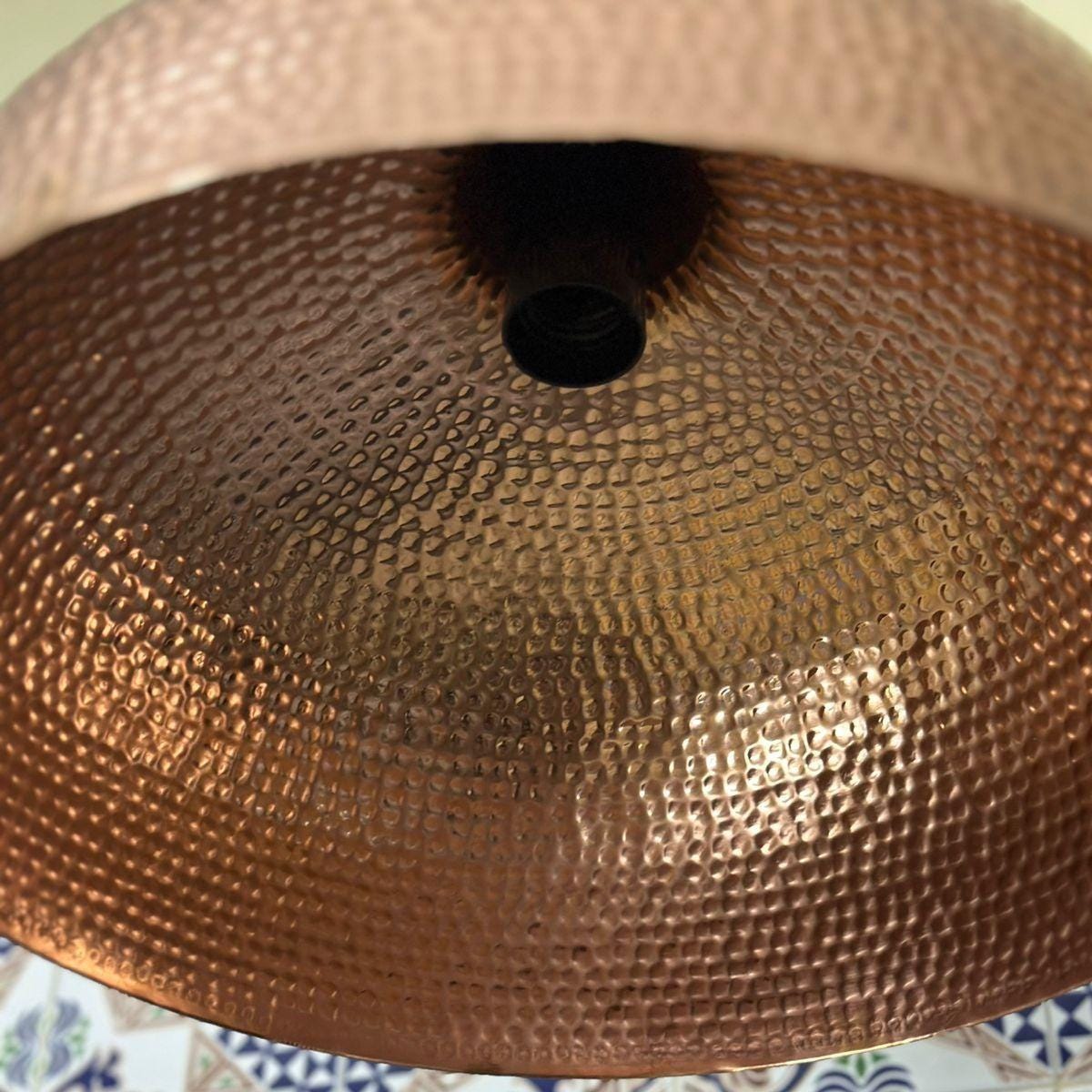 Hammered Copper Dome Pendant Lamp | Farmhouse Kitchen Island Lighting - Image 5