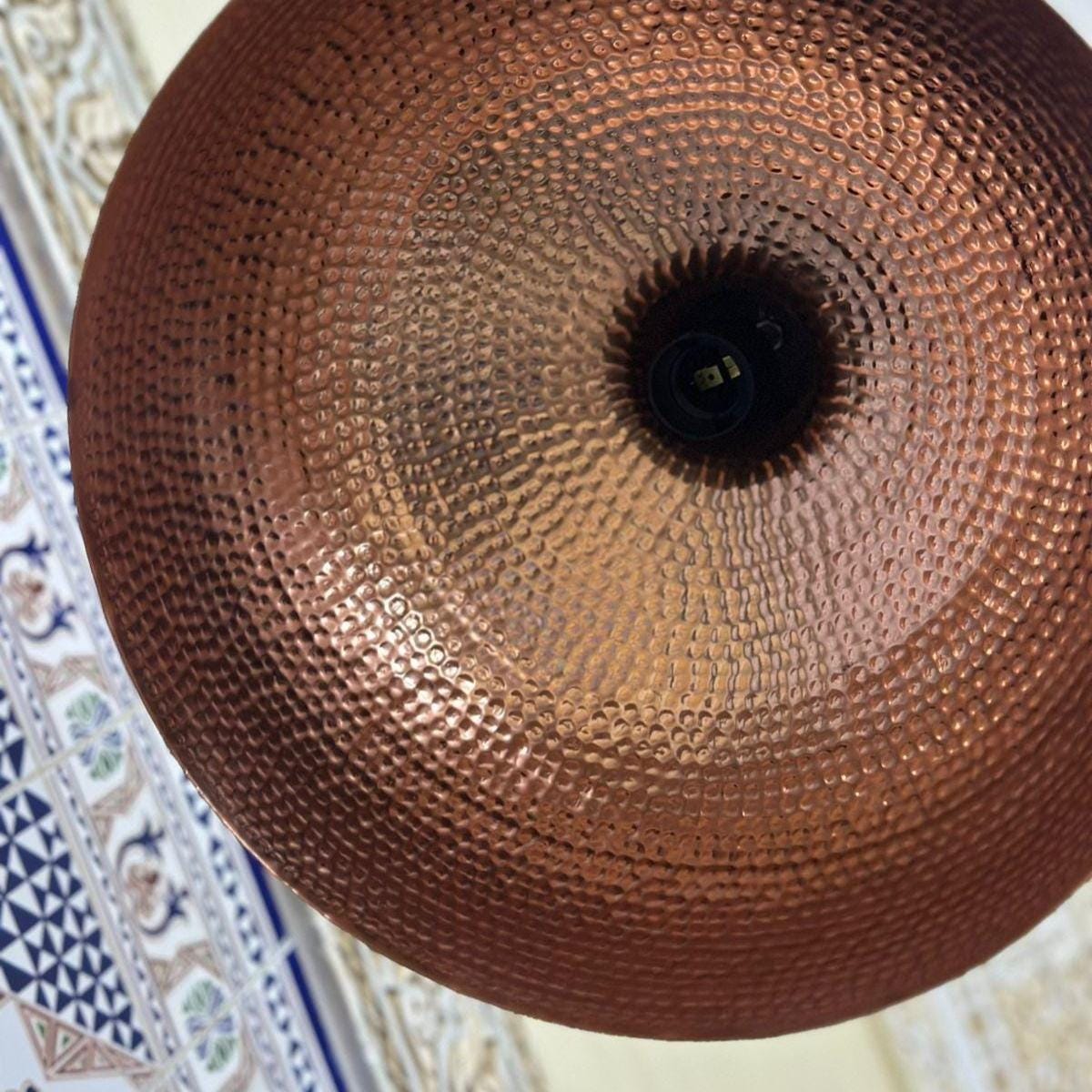 Hammered Copper Dome Pendant Lamp | Farmhouse Kitchen Island Lighting - Image 6