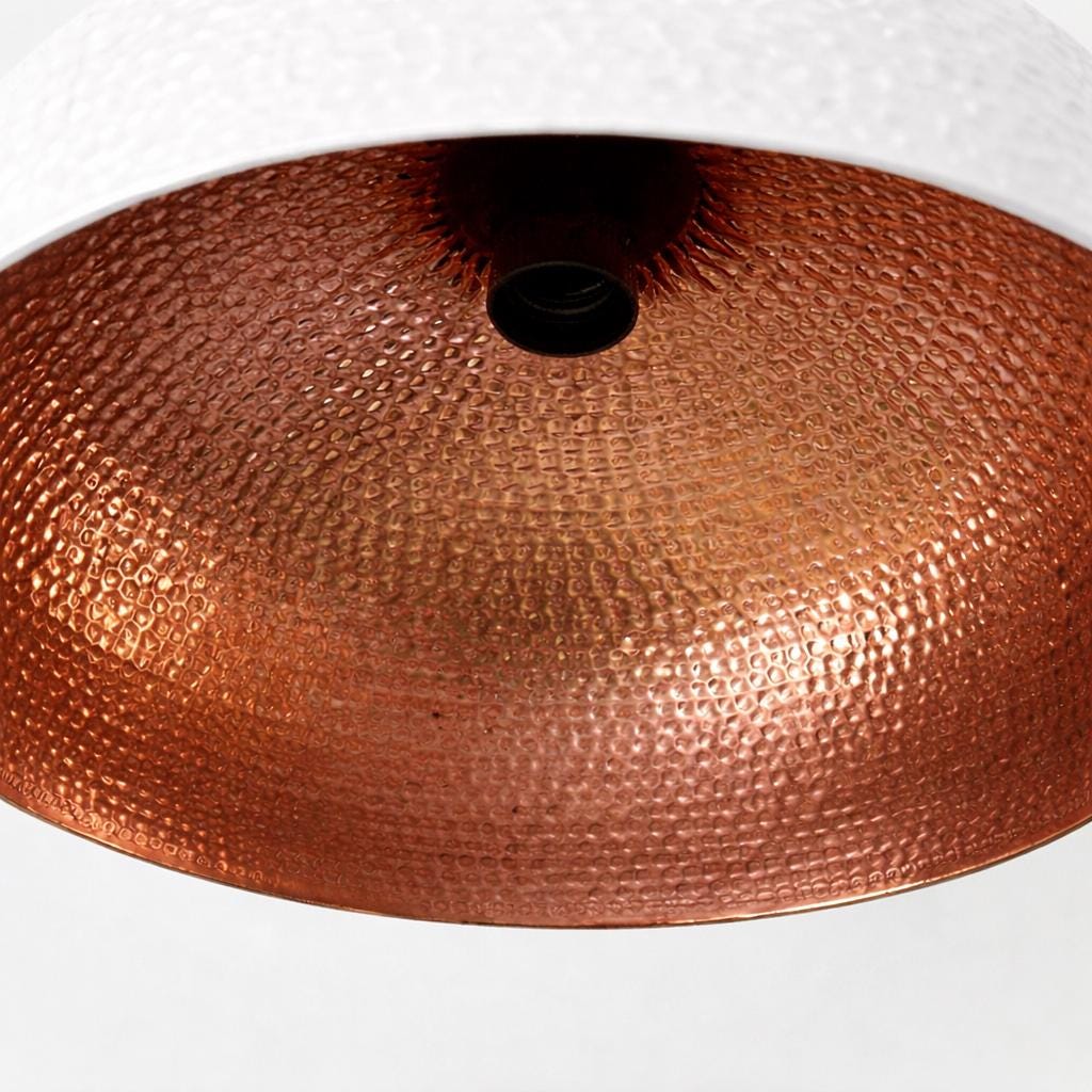 White Hammered Dome Pendant Lamp | Modern Farmhouse Kitchen Lighting - Image 9