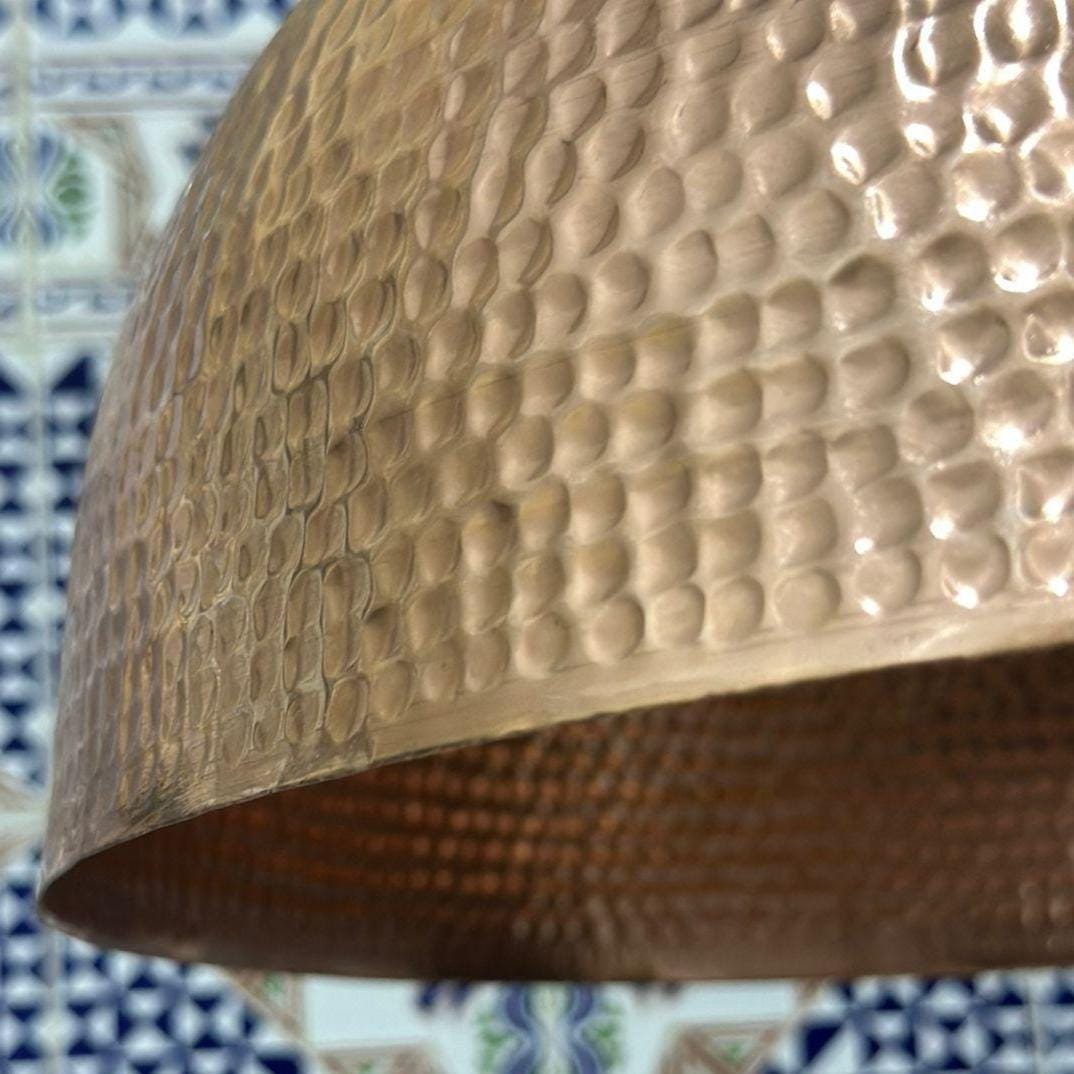 Hammered Copper Dome Pendant Lamp | Farmhouse Kitchen Island Lighting - Image 7