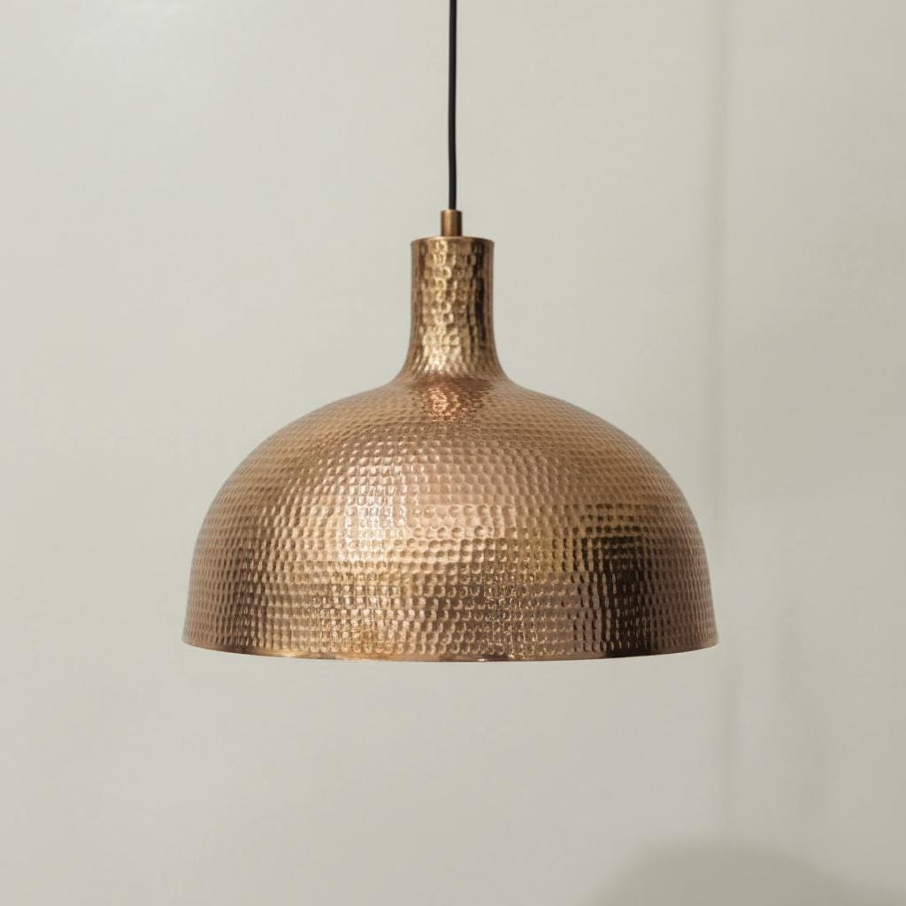 Hammered Copper Dome Pendant Lamp | Farmhouse Kitchen Island Lighting - Image 2