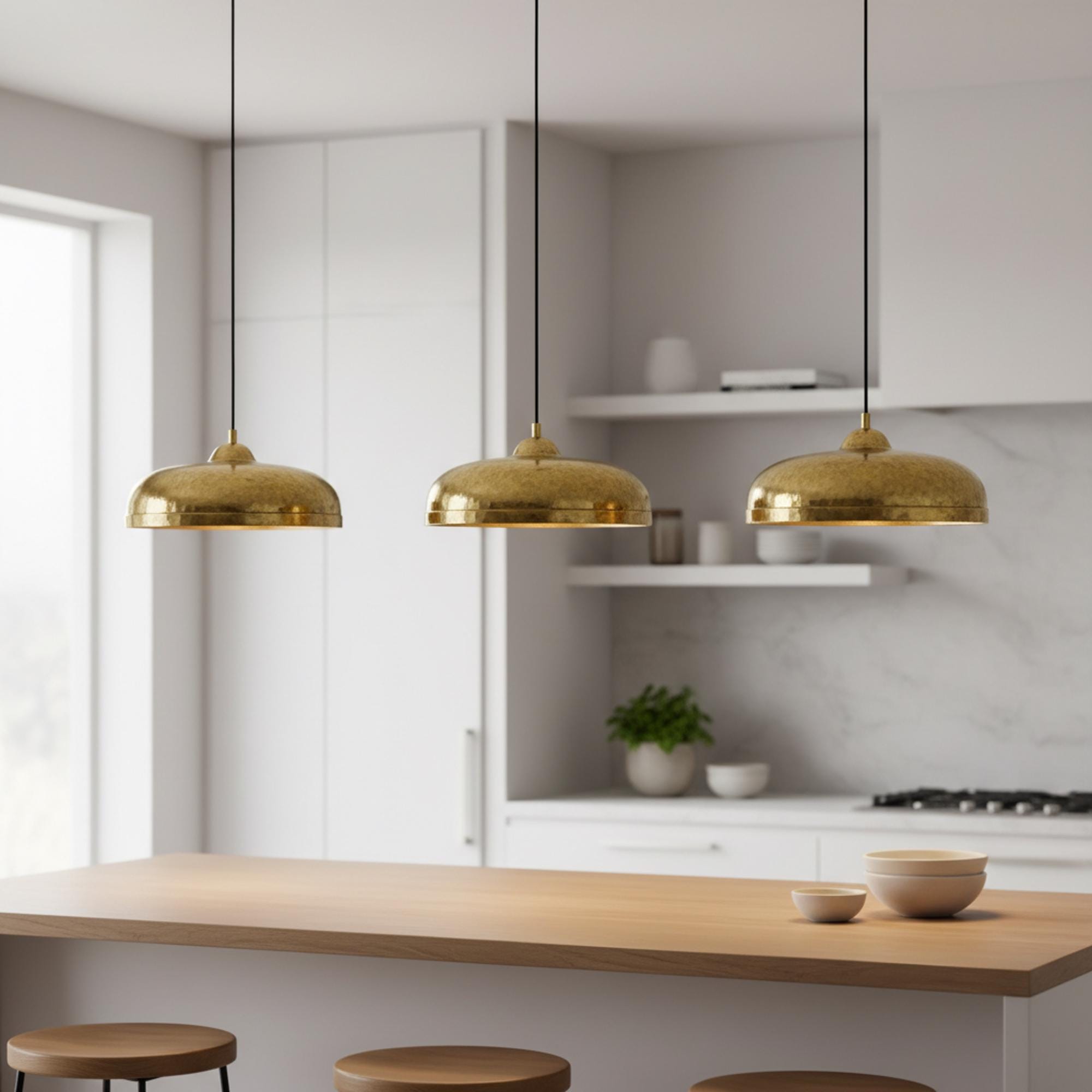 Brass Dome Pendant Light, Modern Gold Hanging Lamp for Kitchen and Dining Room - Image 6