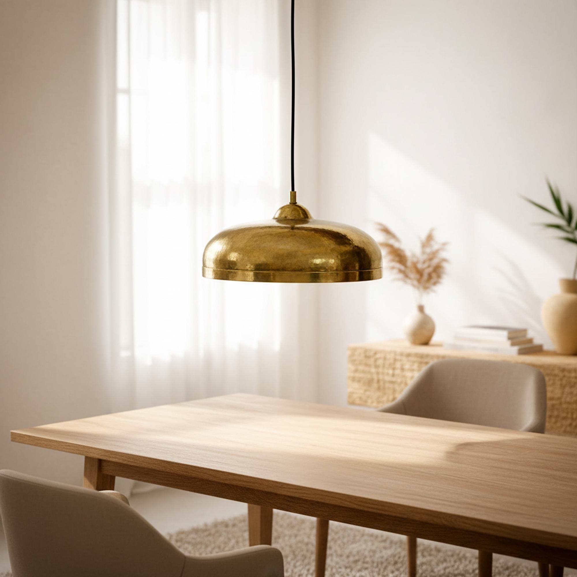 Brass Dome Pendant Light, Modern Gold Hanging Lamp for Kitchen and Dining Room - Image 8