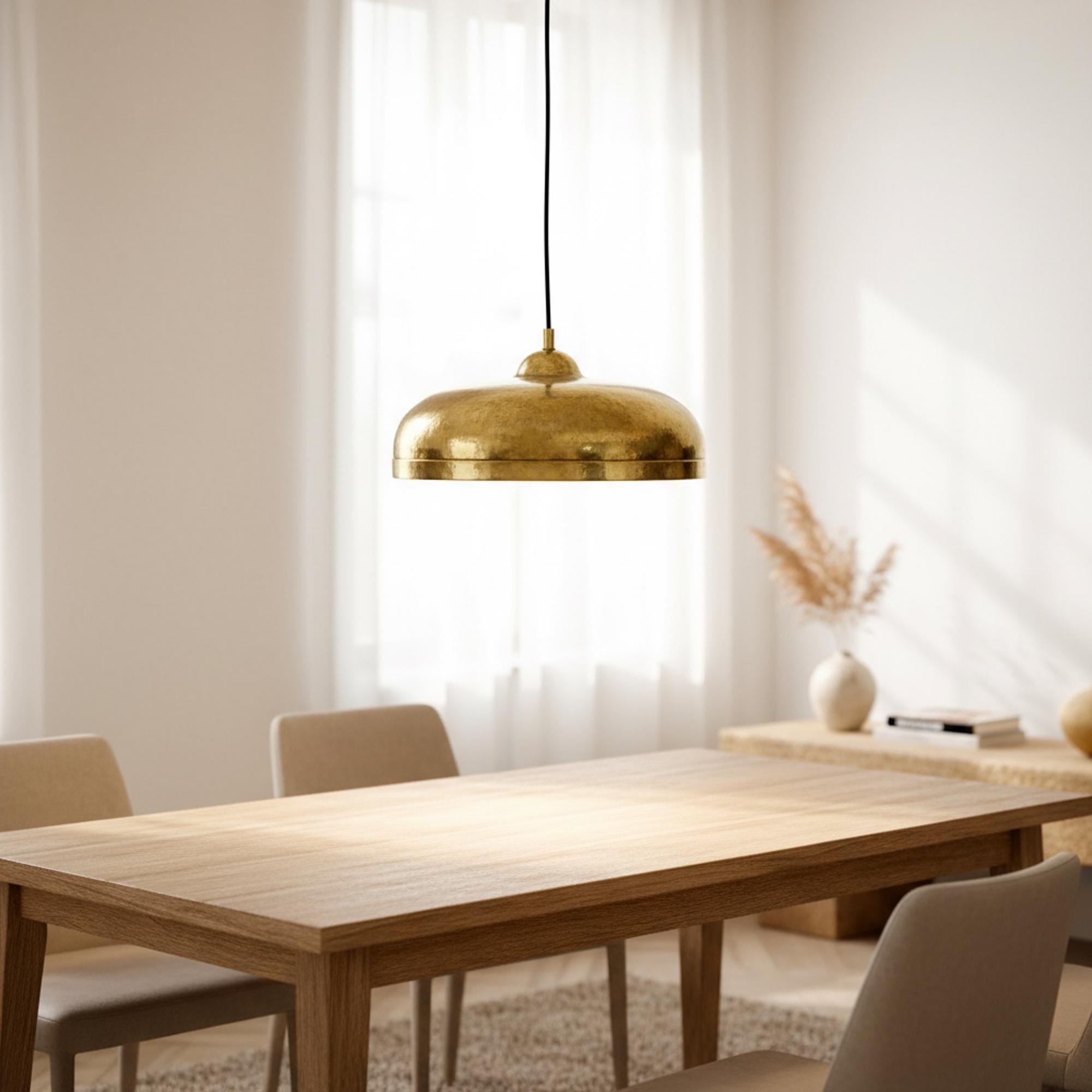Brass Dome Pendant Light, Modern Gold Hanging Lamp for Kitchen and Dining Room - Image 9