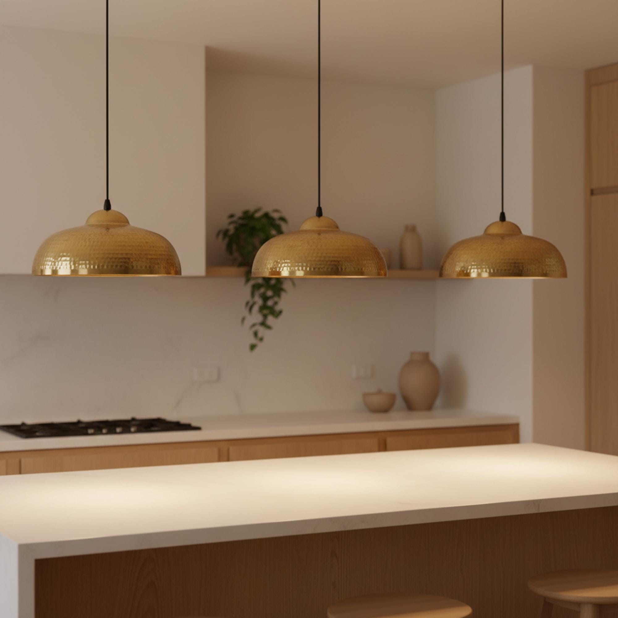 Brass Pendant Lights for Kitchen Island – Hammered Antique Dome Ceiling Lamp - Image 6