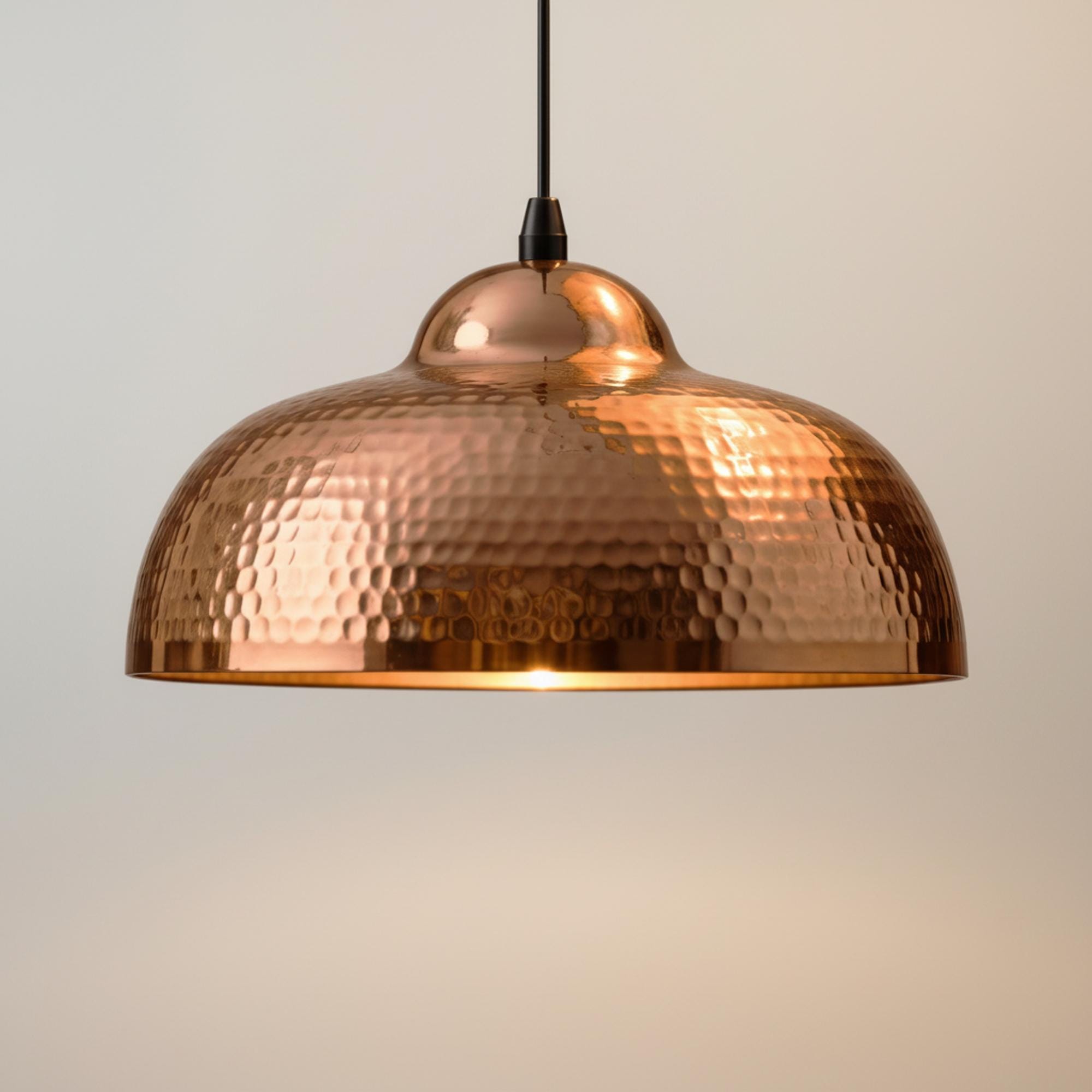 Copper Pendant Light for Kitchen Island – Hammered Dome Ceiling Lamp - Image 4