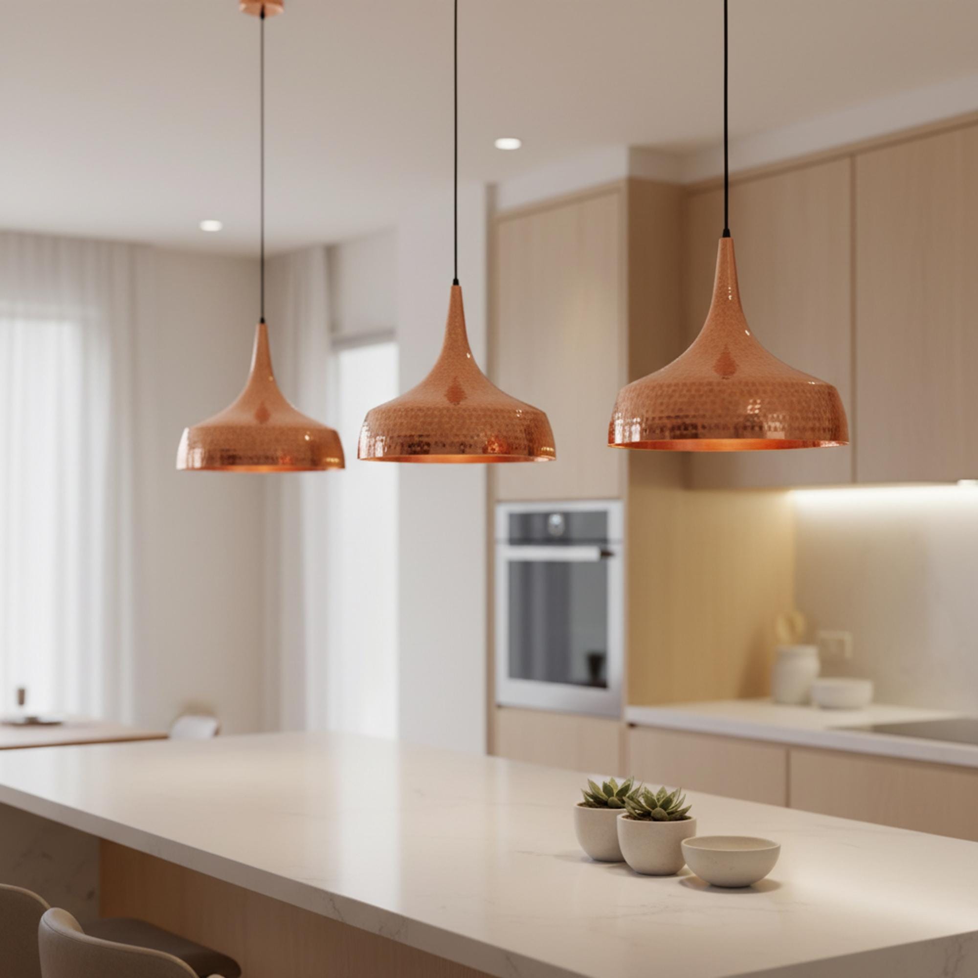 Hammered Copper Pendant Light, Kitchen Island Hanging Lamp, Dining Room Ceiling Light - Image 6