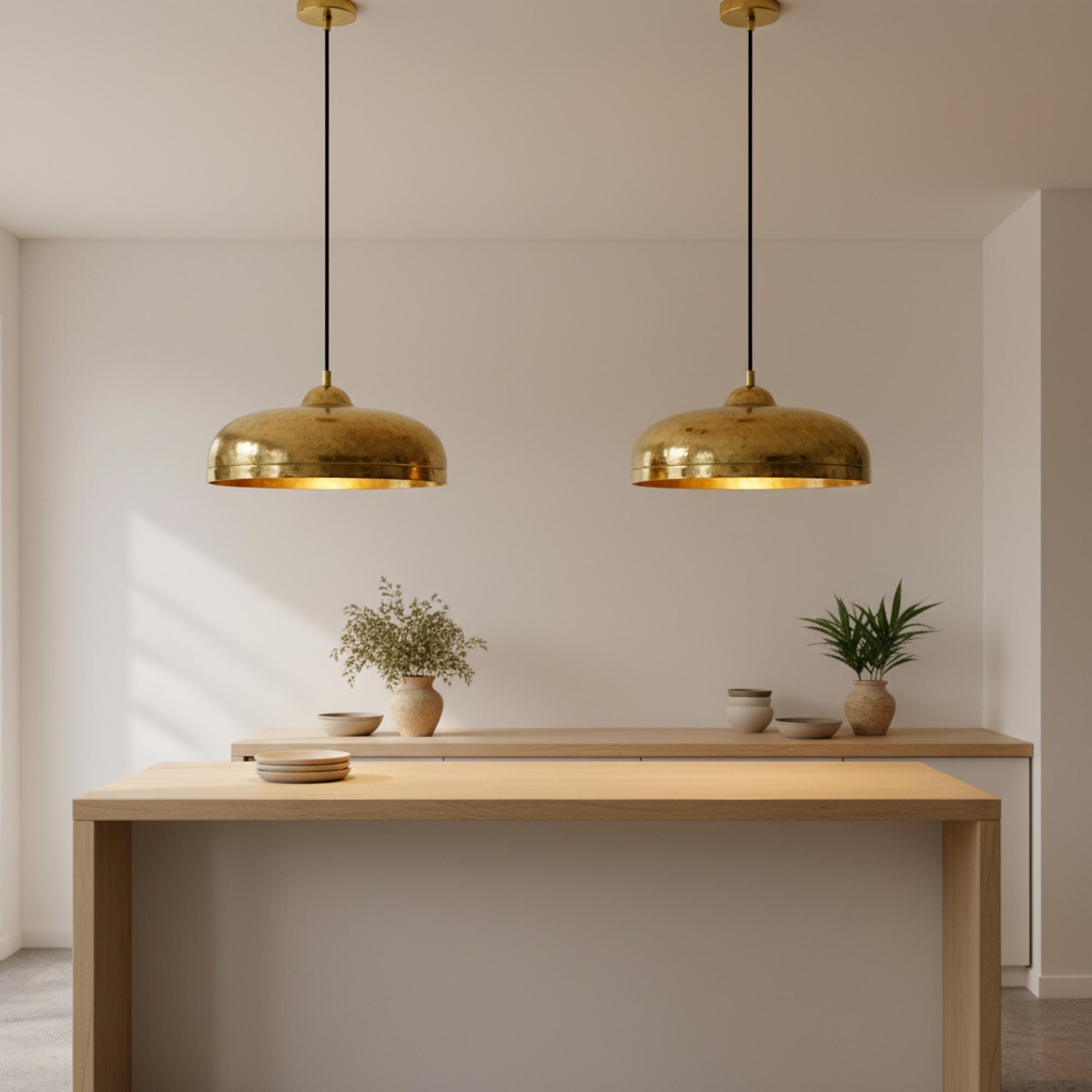 Brass Dome Pendant Light, Modern Gold Hanging Lamp for Kitchen and Dining Room - Image 3