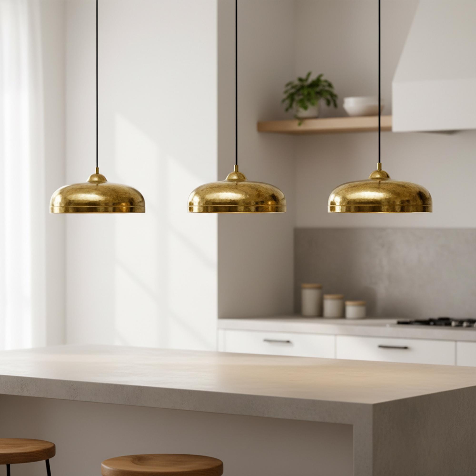 Brass Dome Pendant Light, Modern Gold Hanging Lamp for Kitchen and Dining Room - Image 7