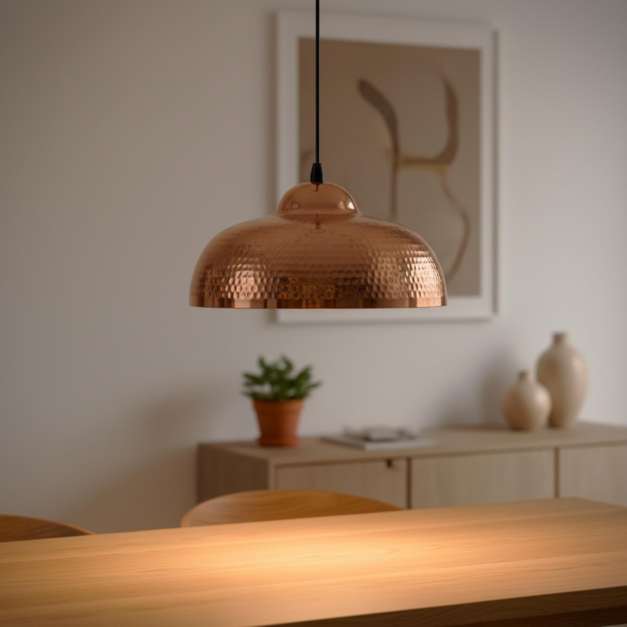 Copper Pendant Light for Kitchen Island – Hammered Dome Ceiling Lamp - Image 7