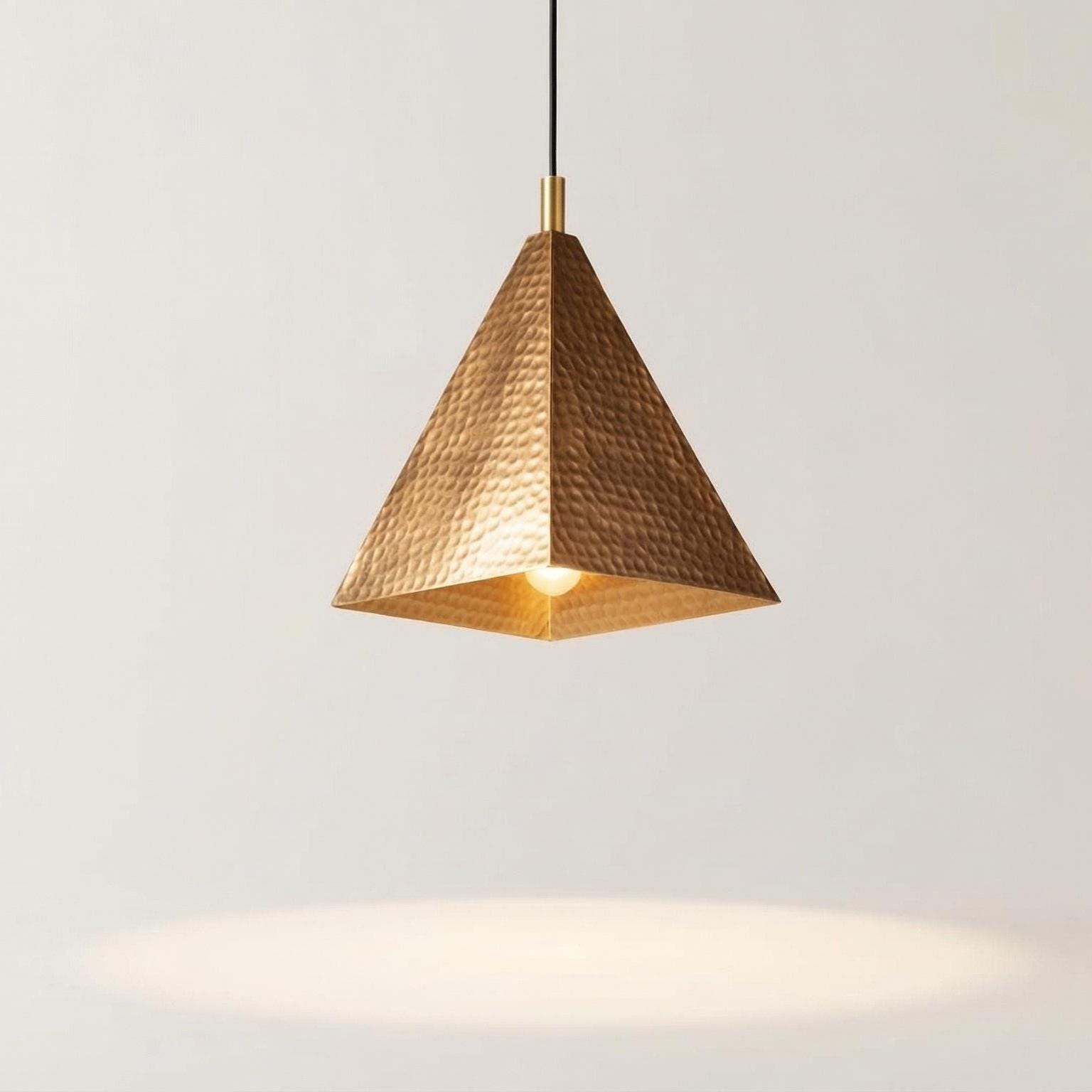 Handmade Moroccan Pyramid Pendant Light, Hammered Brass or Copper Kitchen Island Lamp - Image 3