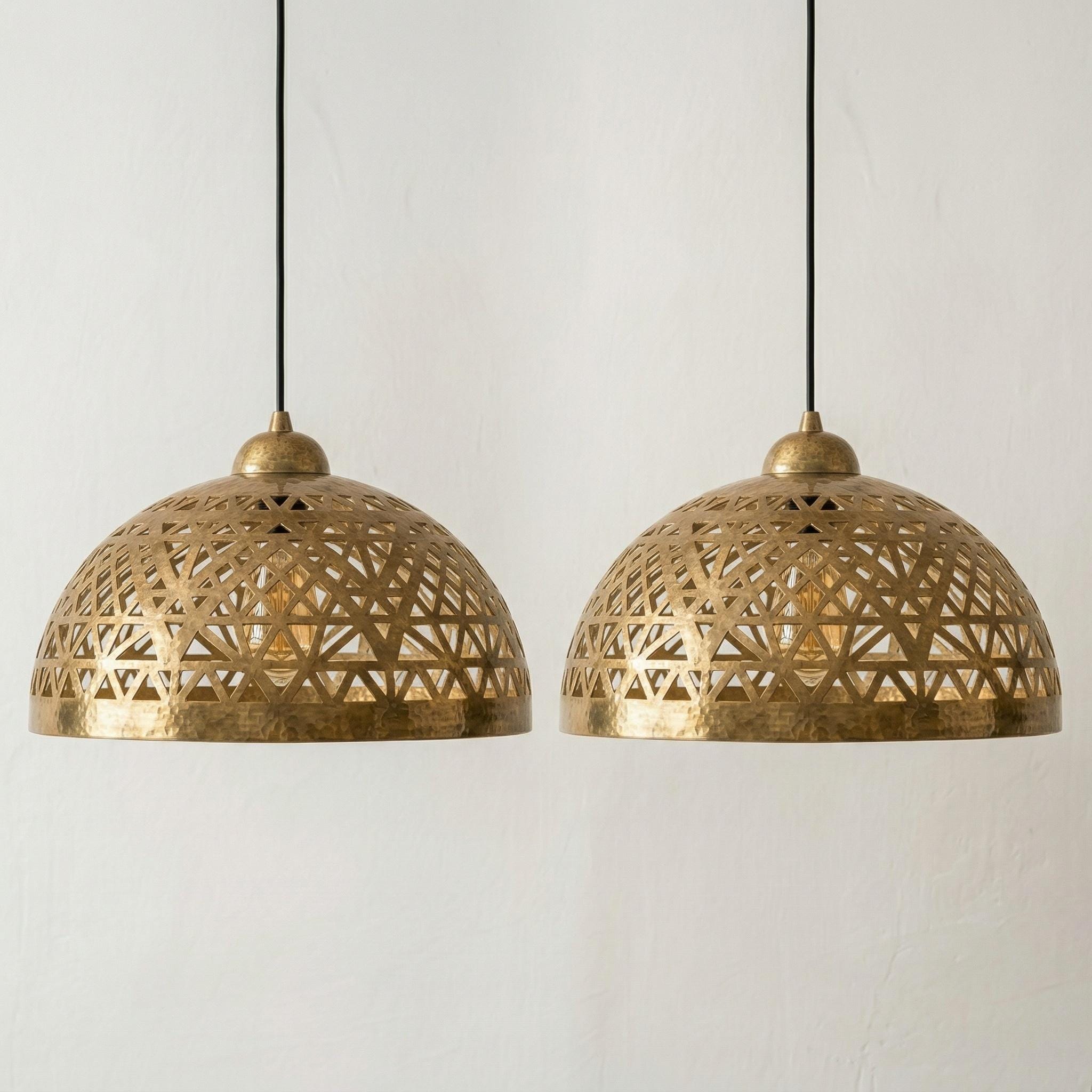 Moroccan Pendant Lamp – Handmade Brass Dome Light - Image 2