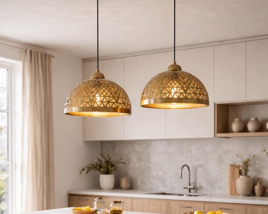 Moroccan Pendant Lamp – Handmade Brass Dome Light - Image 8