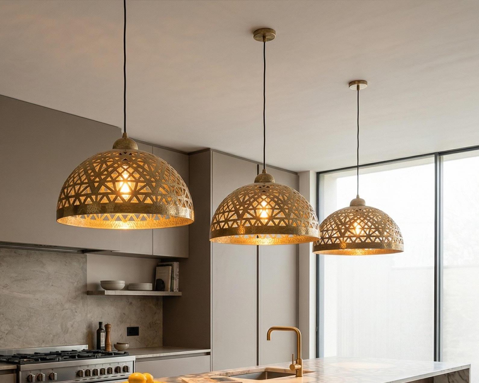 Moroccan Pendant Lamp – Handmade Brass Dome Light - Image 3