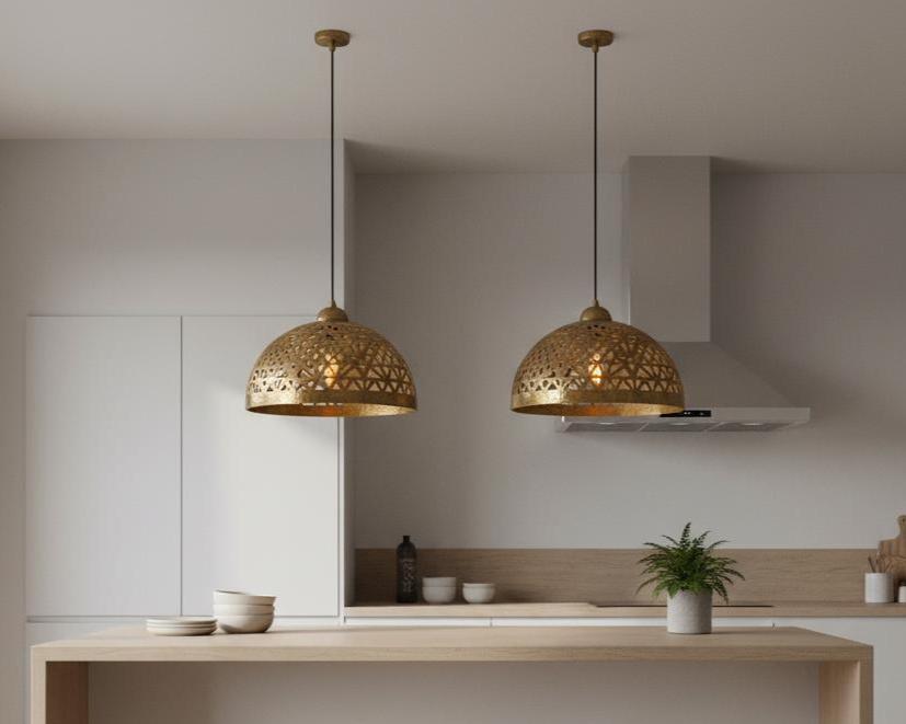 Moroccan Pendant Lamp – Handmade Brass Dome Light - Image 4