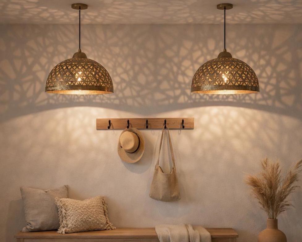 Moroccan Pendant Lamp – Handmade Brass Dome Light - Image 7