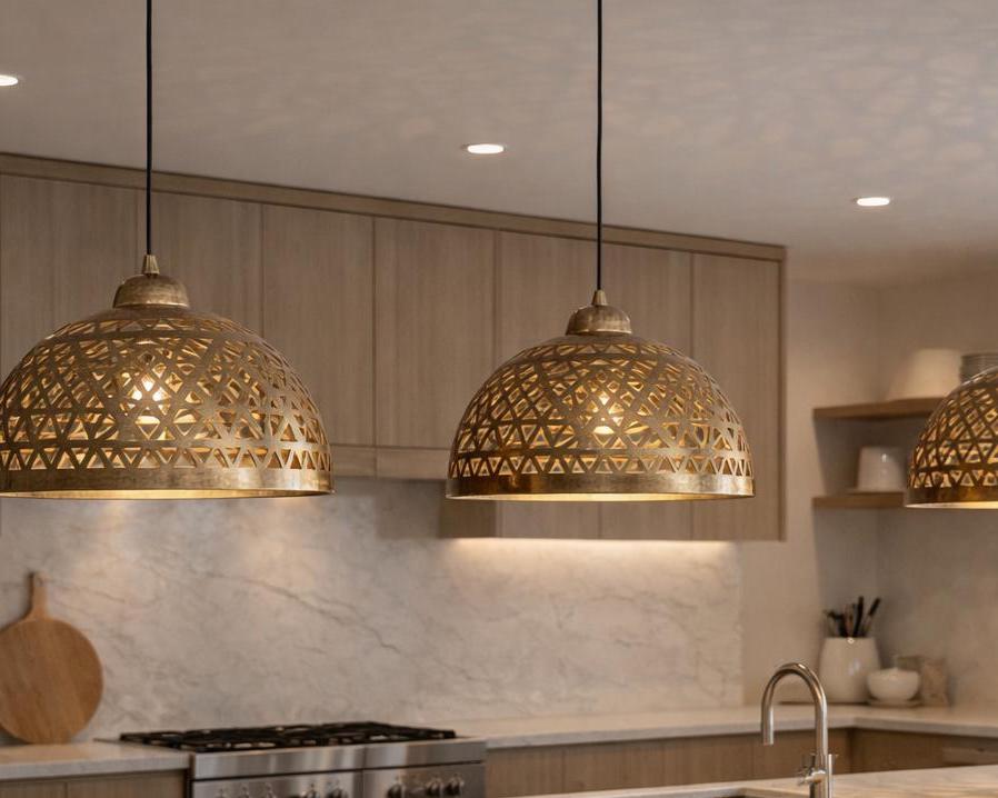Moroccan Pendant Lamp – Handmade Brass Dome Light - Image 6