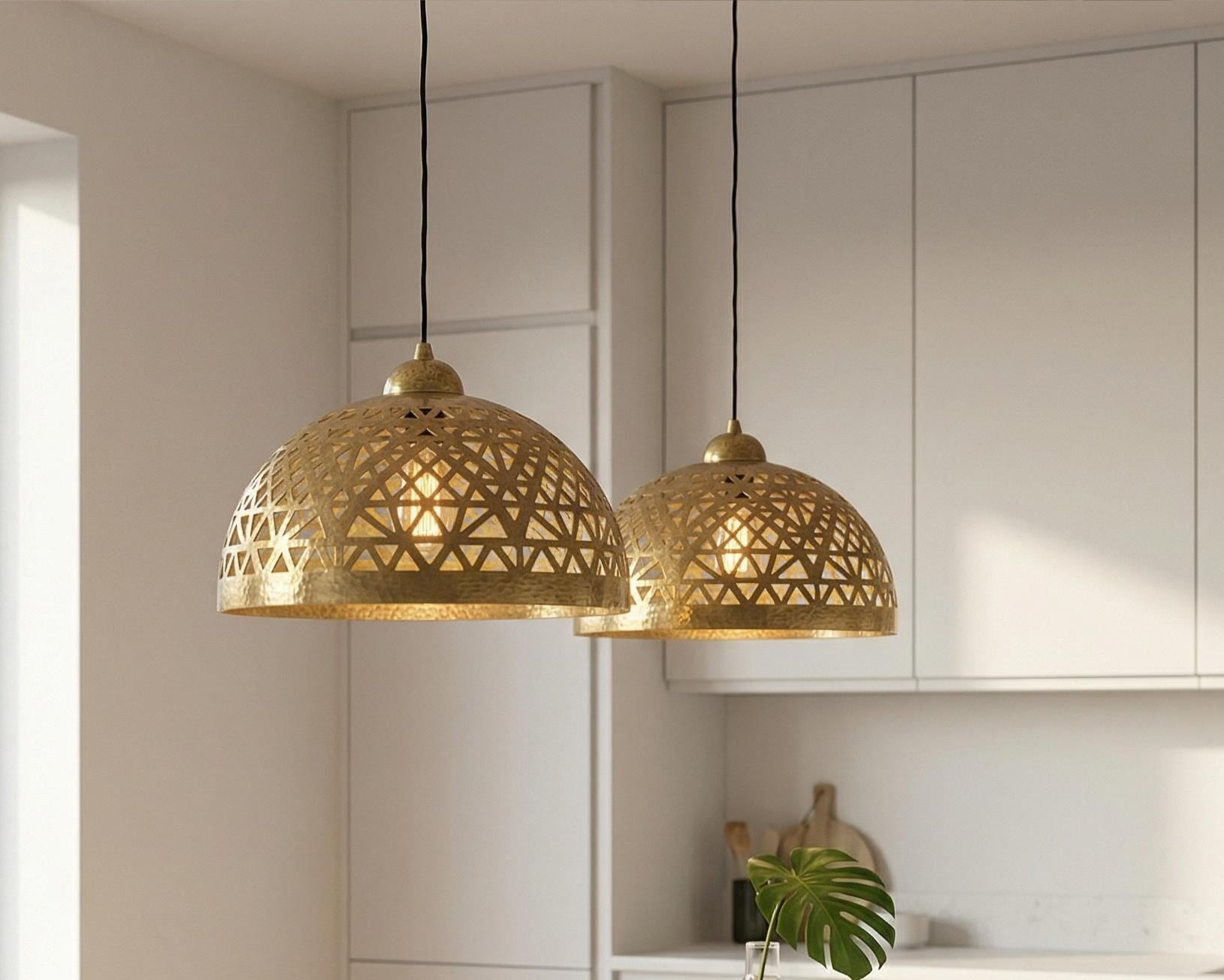 Moroccan Pendant Lamp – Handmade Brass Dome Light - Image 5