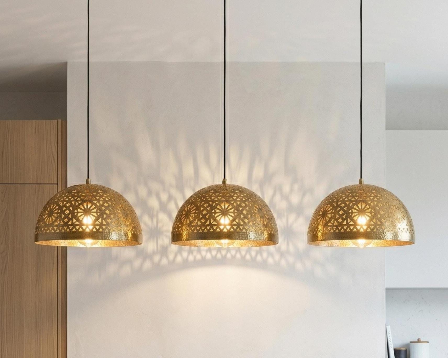 Moroccan Brass Pendant Light – Handmade Dome Ceiling Lamp - Image 2