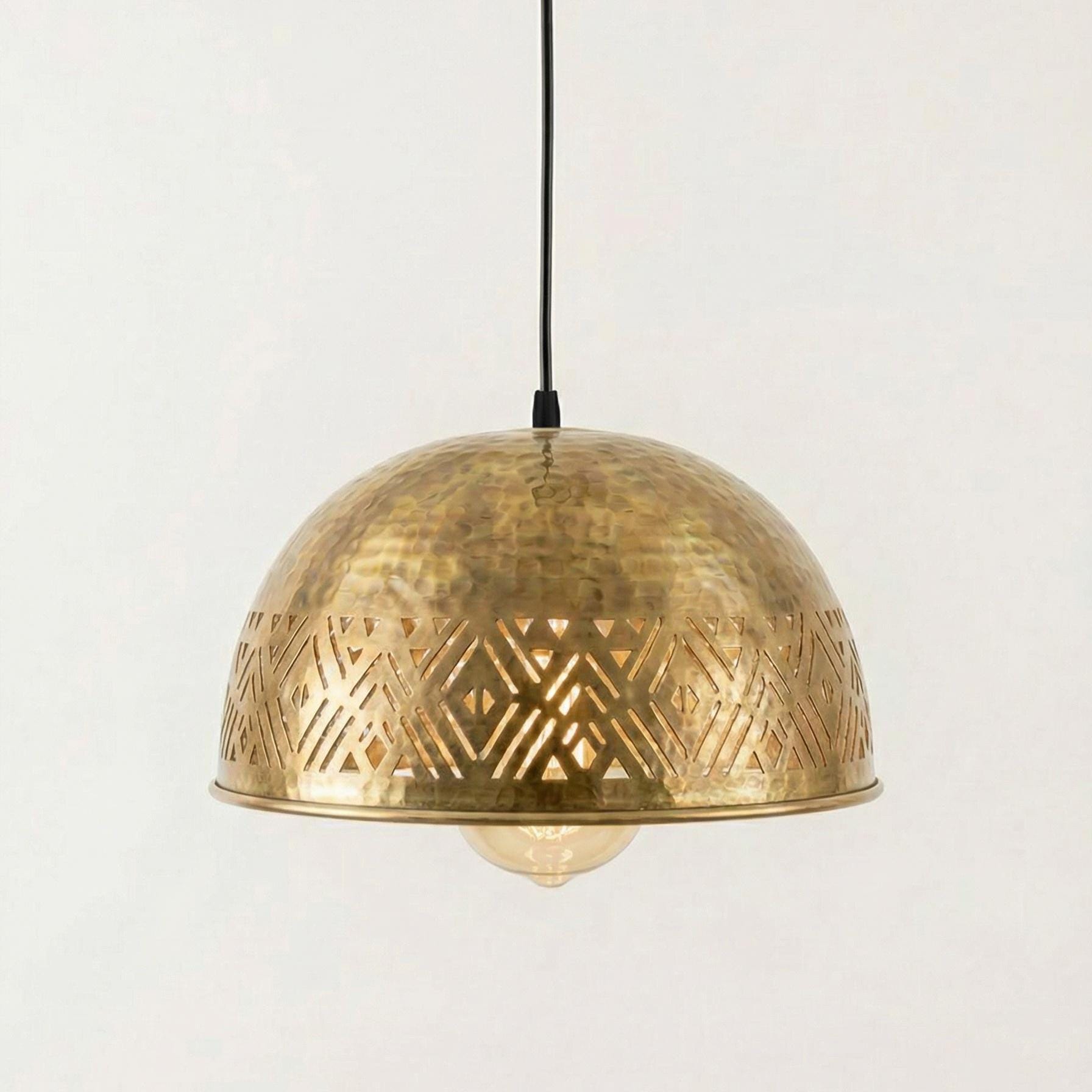 Brass Dome Pendant Light Moroccan | Minimalist Hanging Lamp Kitchen Dining