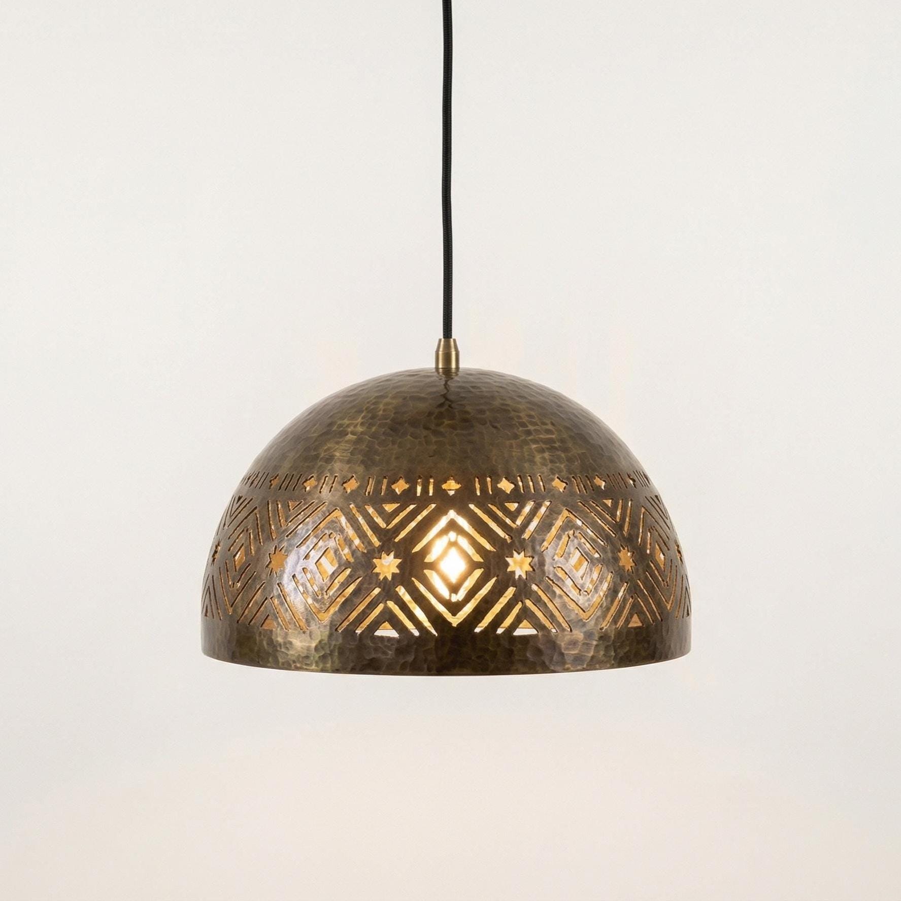 Brass Dome Pendant Light Moroccan | Vintage Hanging Lamp Kitchen Dining