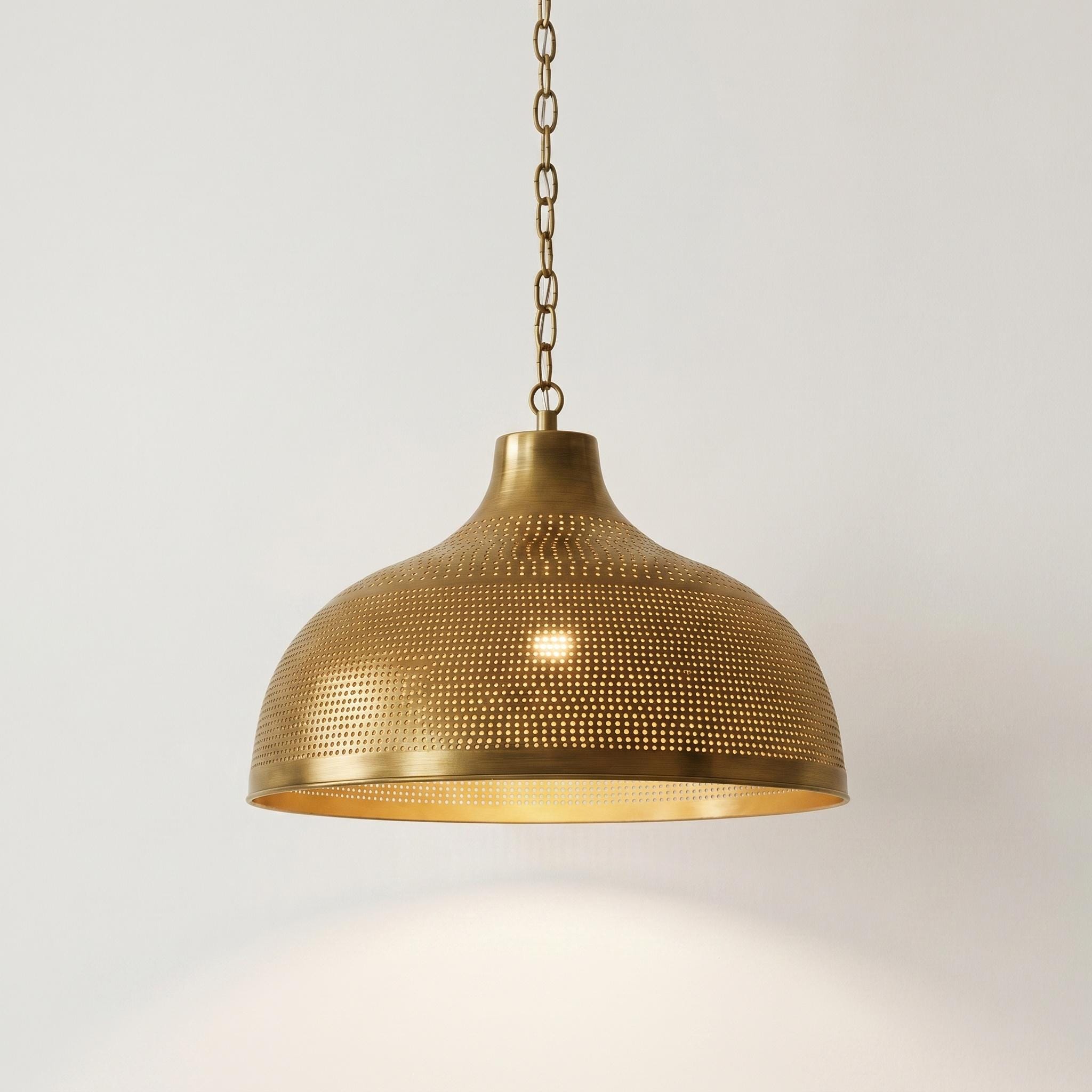 Brass Dome Pendant for Kitchen Island, Moroccan Ceiling Fixture, Perforated Hanging Light