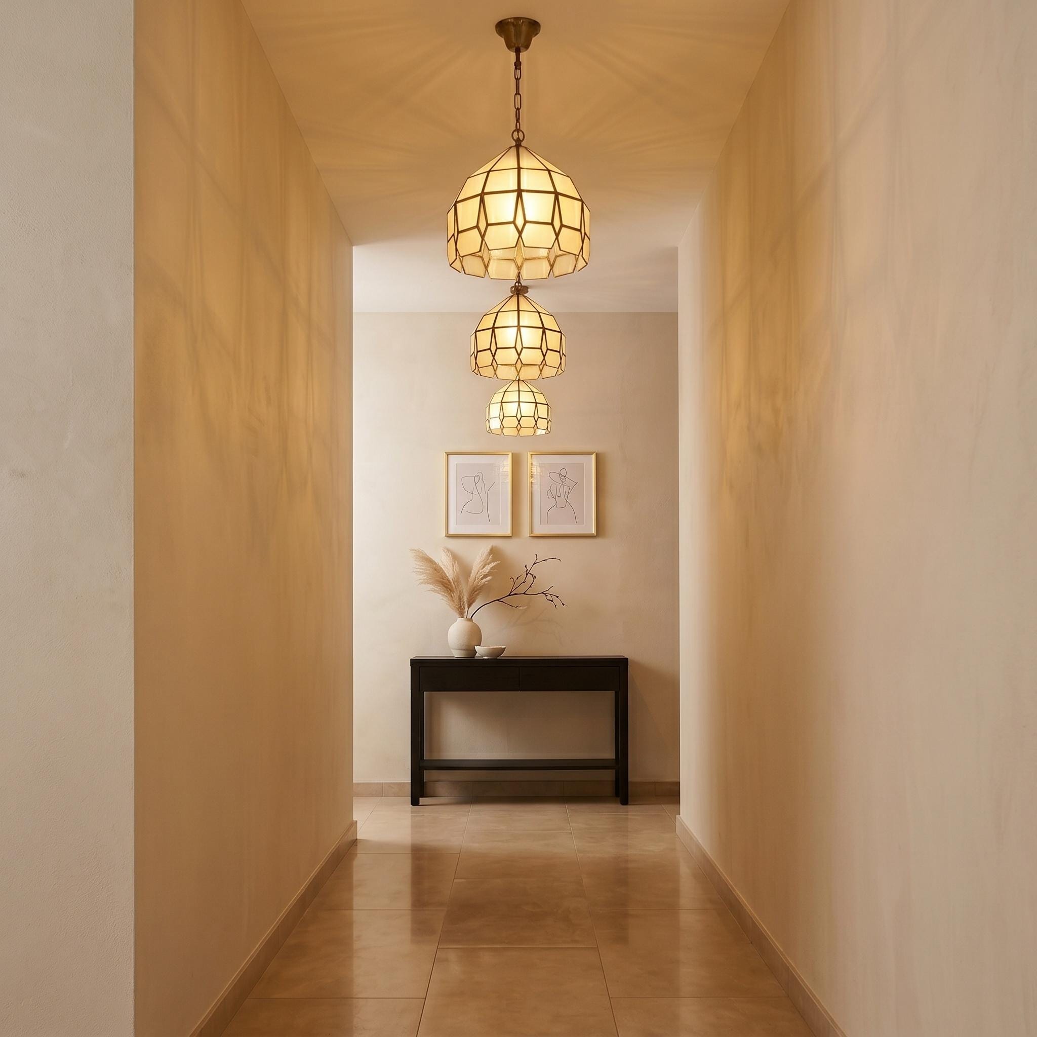 Handmade Dome Glass Pendant Light – Brass Frame, Frosted Diffused Glow, Modern Kitchen Lighting - Image 5