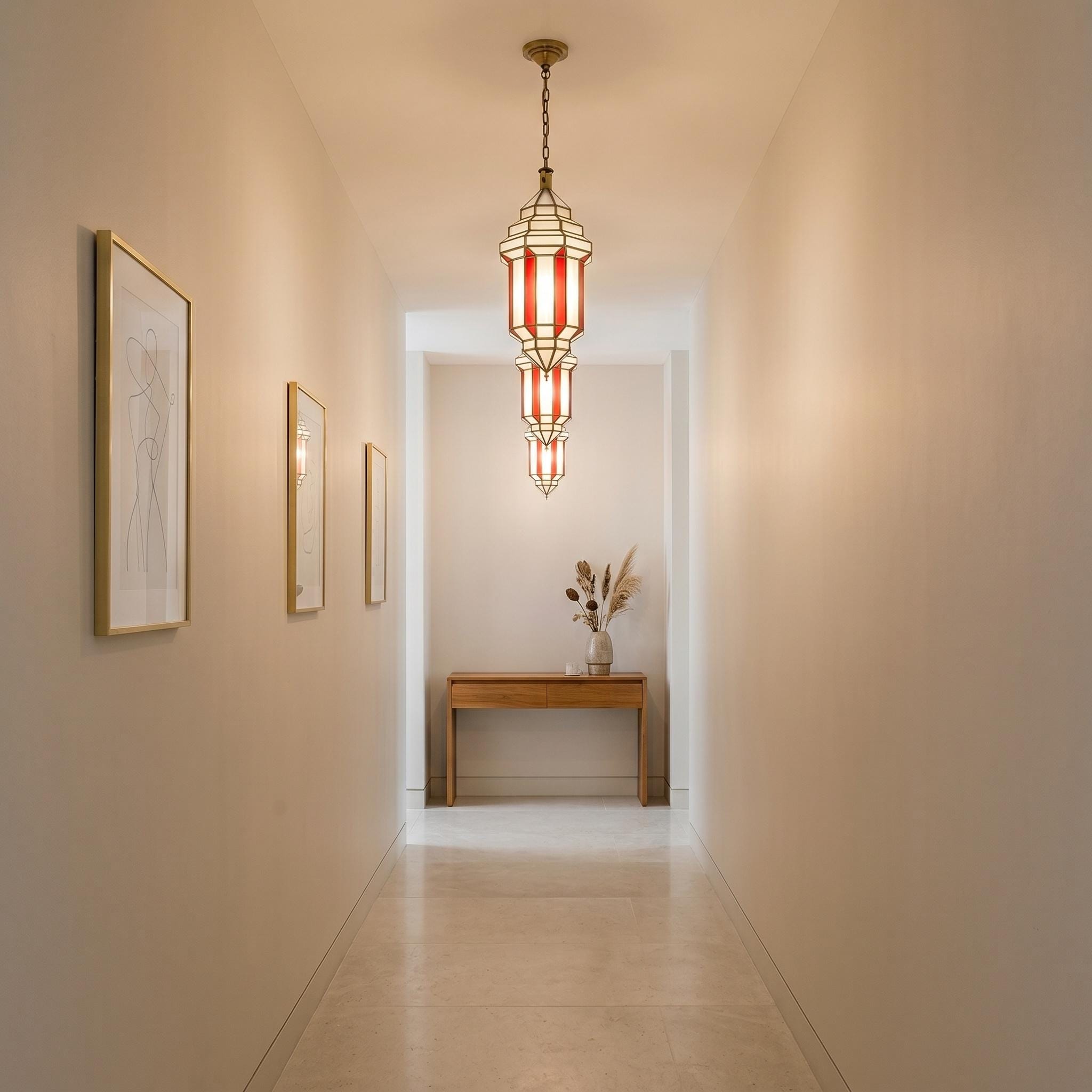 Stained Glass Pendant Light – Handmade Moroccan Red Lantern - Image 2