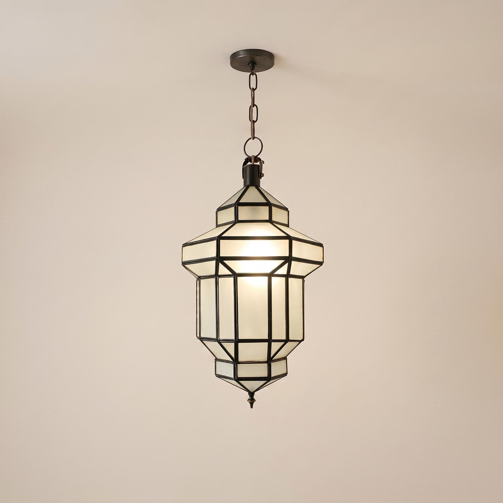 Handmade milk glass pendant light Moroccan lantern pendant