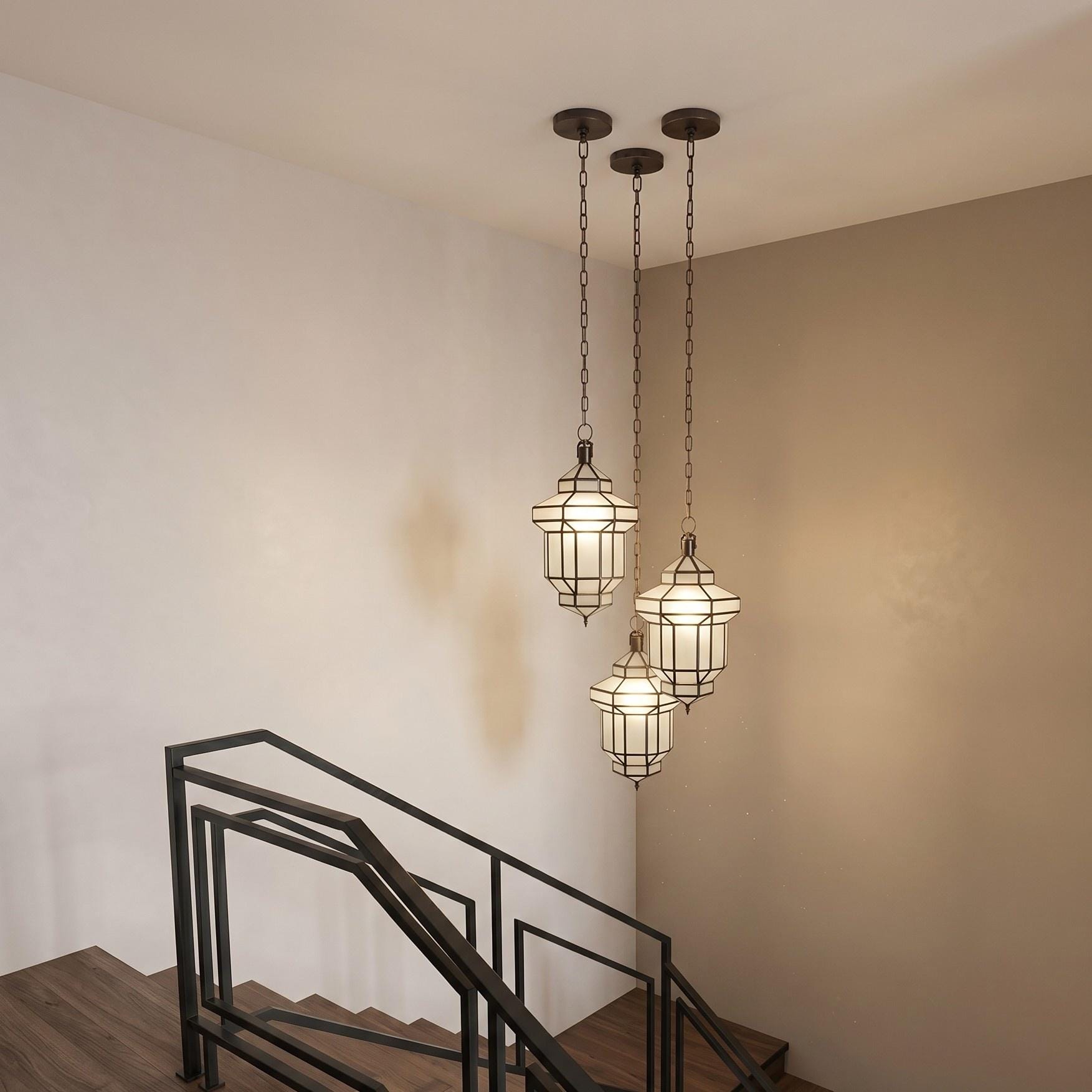 Milk Glass Pendant Light – Handmade Moroccan Lantern Pendant - Image 7