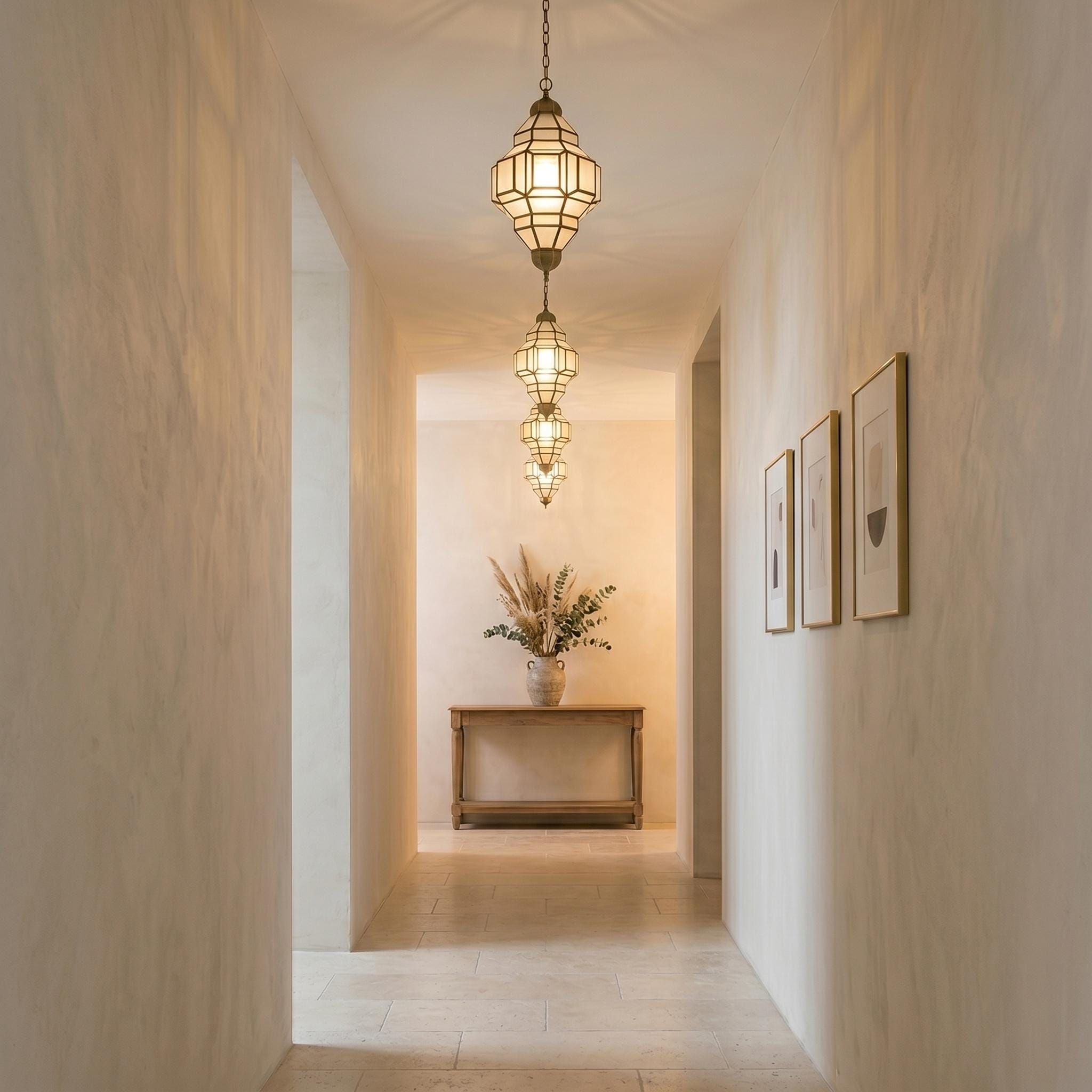 Glass Pendant Light, Brass Modern Hanging Ceiling Lamp - Image 5