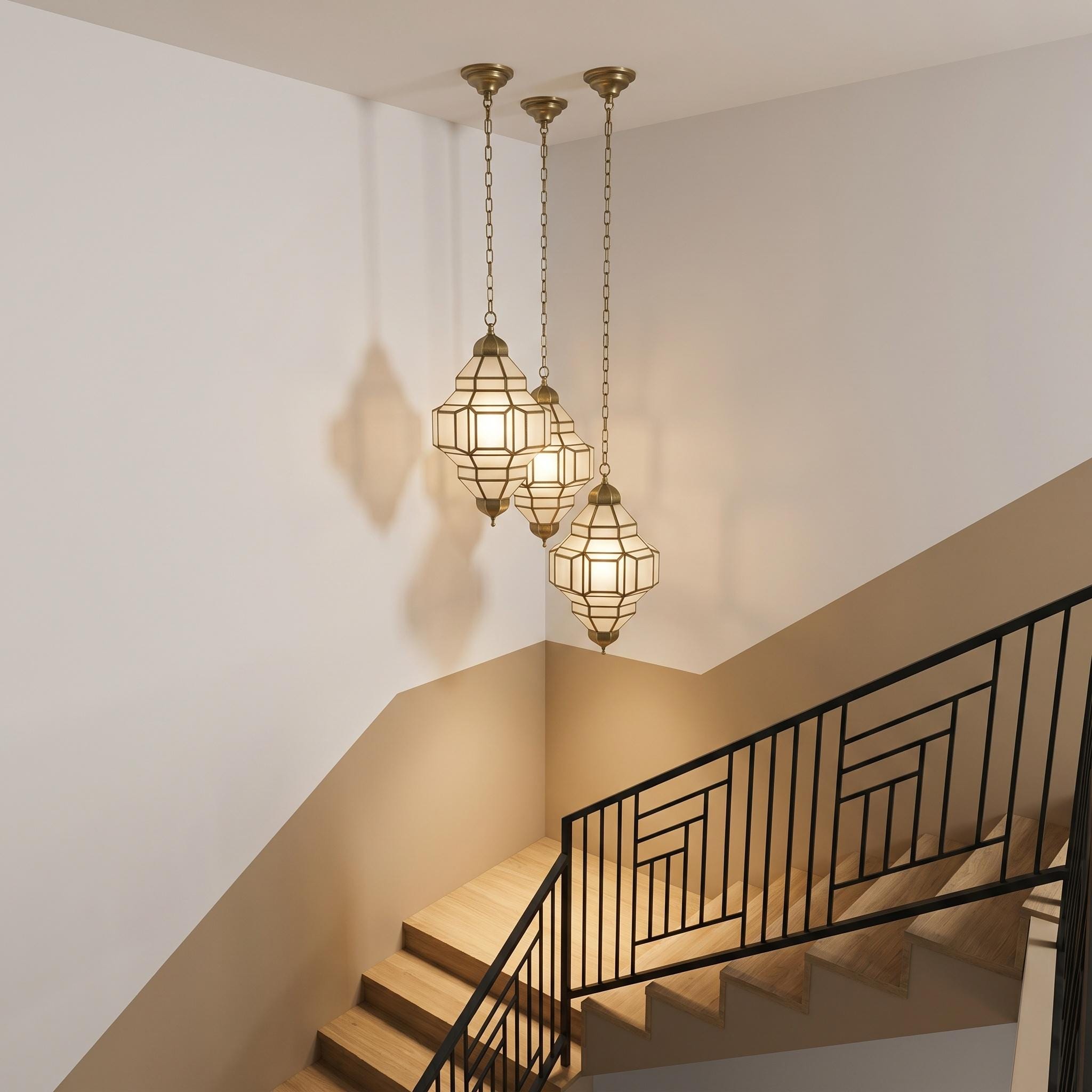 Glass Pendant Light, Brass Modern Hanging Ceiling Lamp - Image 3