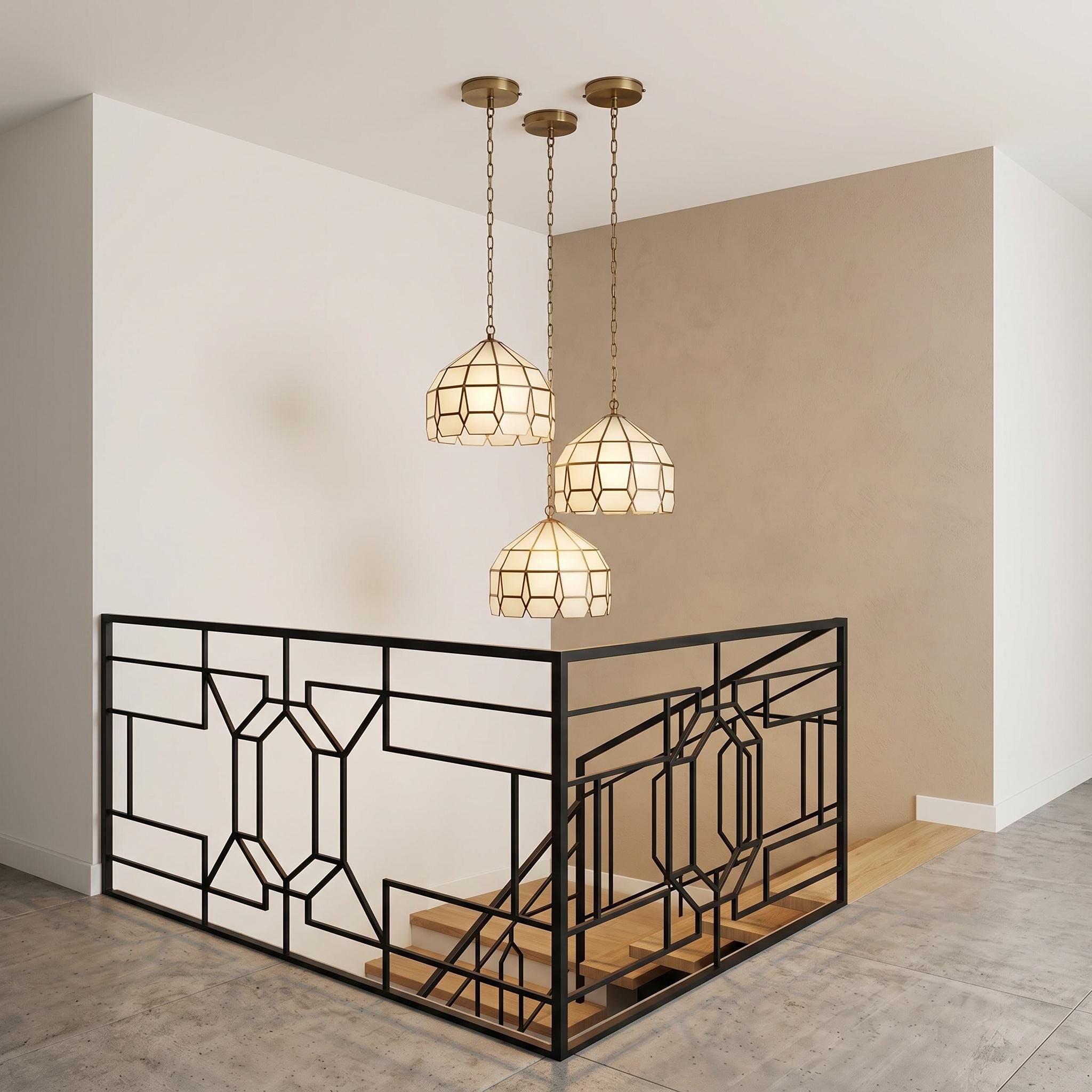 Handmade Dome Glass Pendant Light – Brass Frame, Frosted Diffused Glow, Modern Kitchen Lighting - Image 2