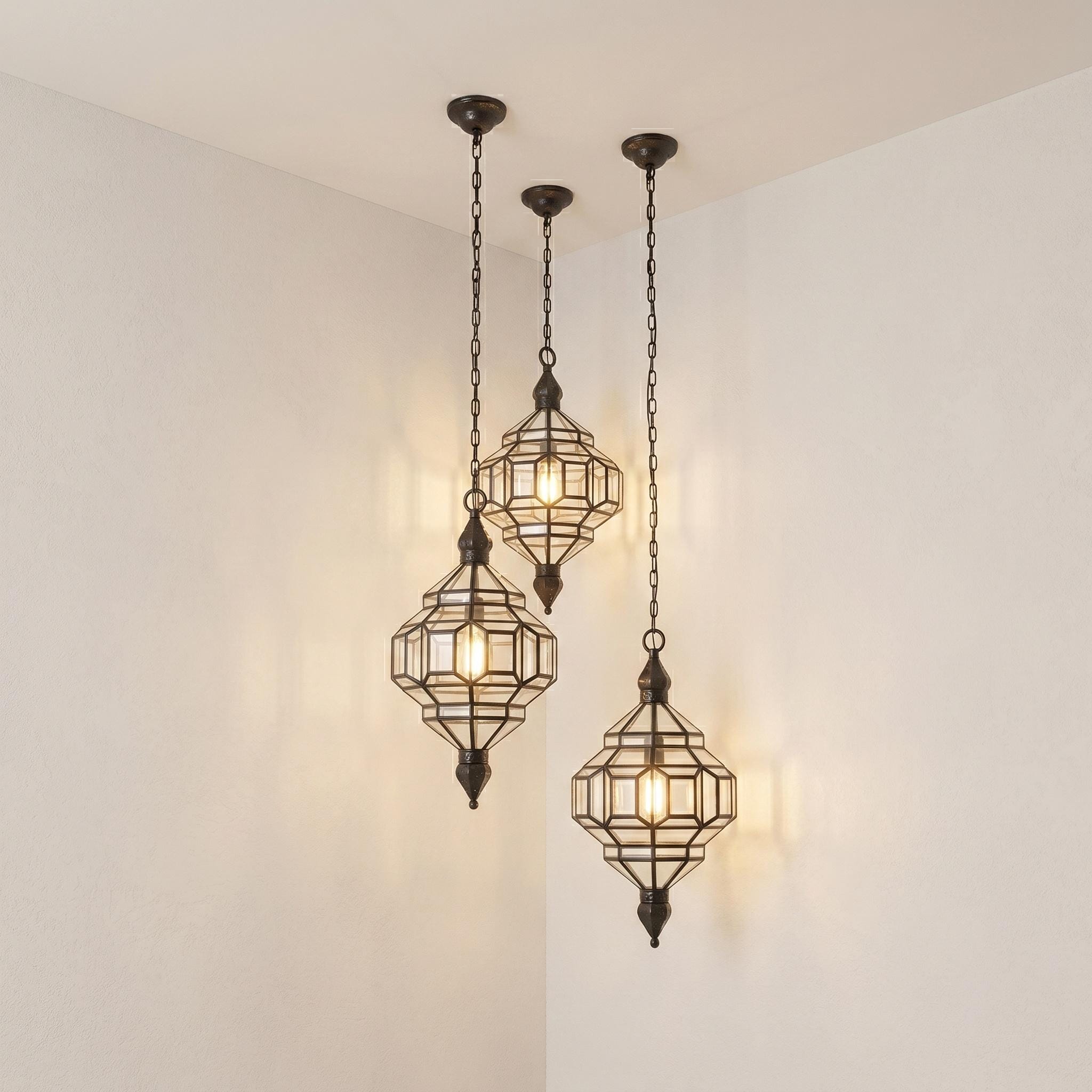Clear Glass Pendant Light – Handmade Moroccan Lantern - Image 7