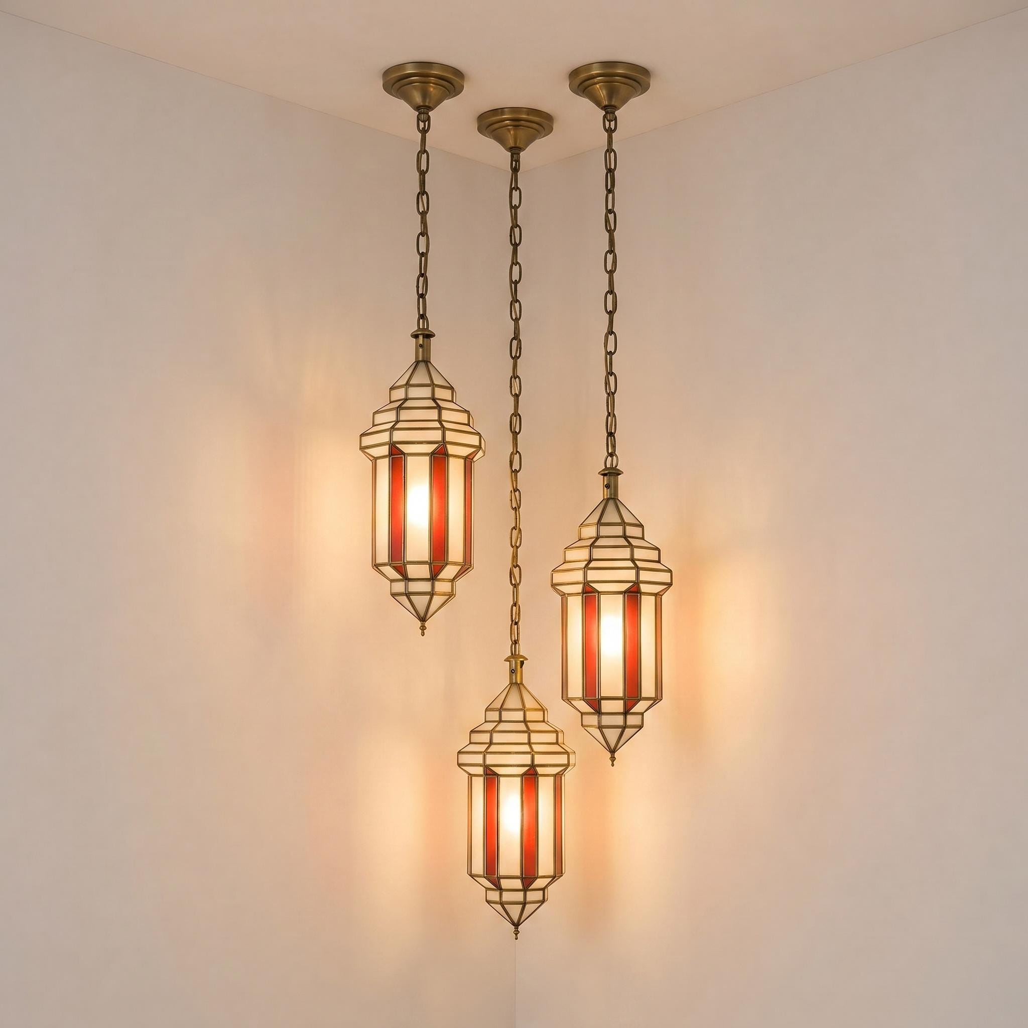 Stained Glass Pendant Light – Handmade Moroccan Red Lantern - Image 6