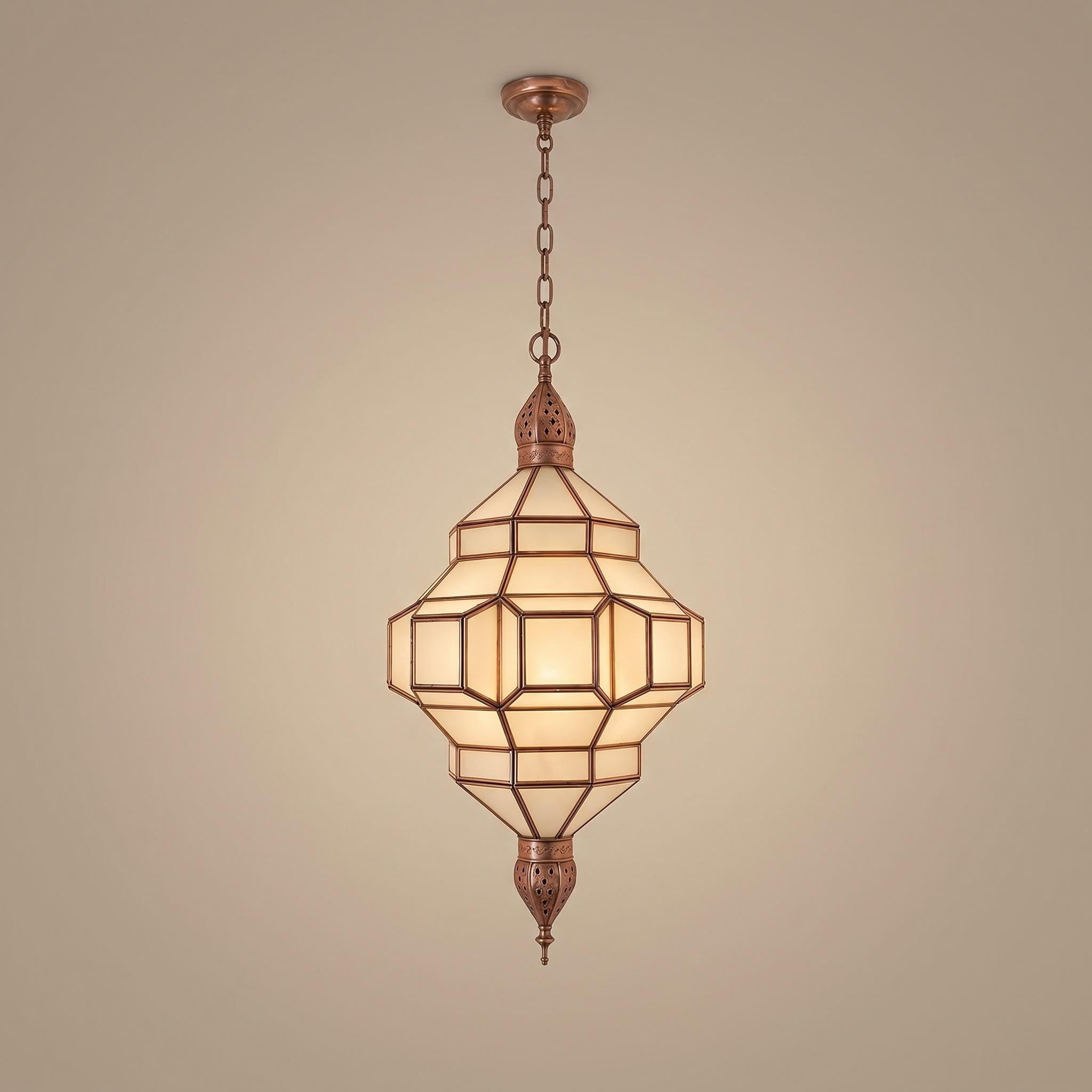 Handmade milk glass pendant light Moroccan lantern