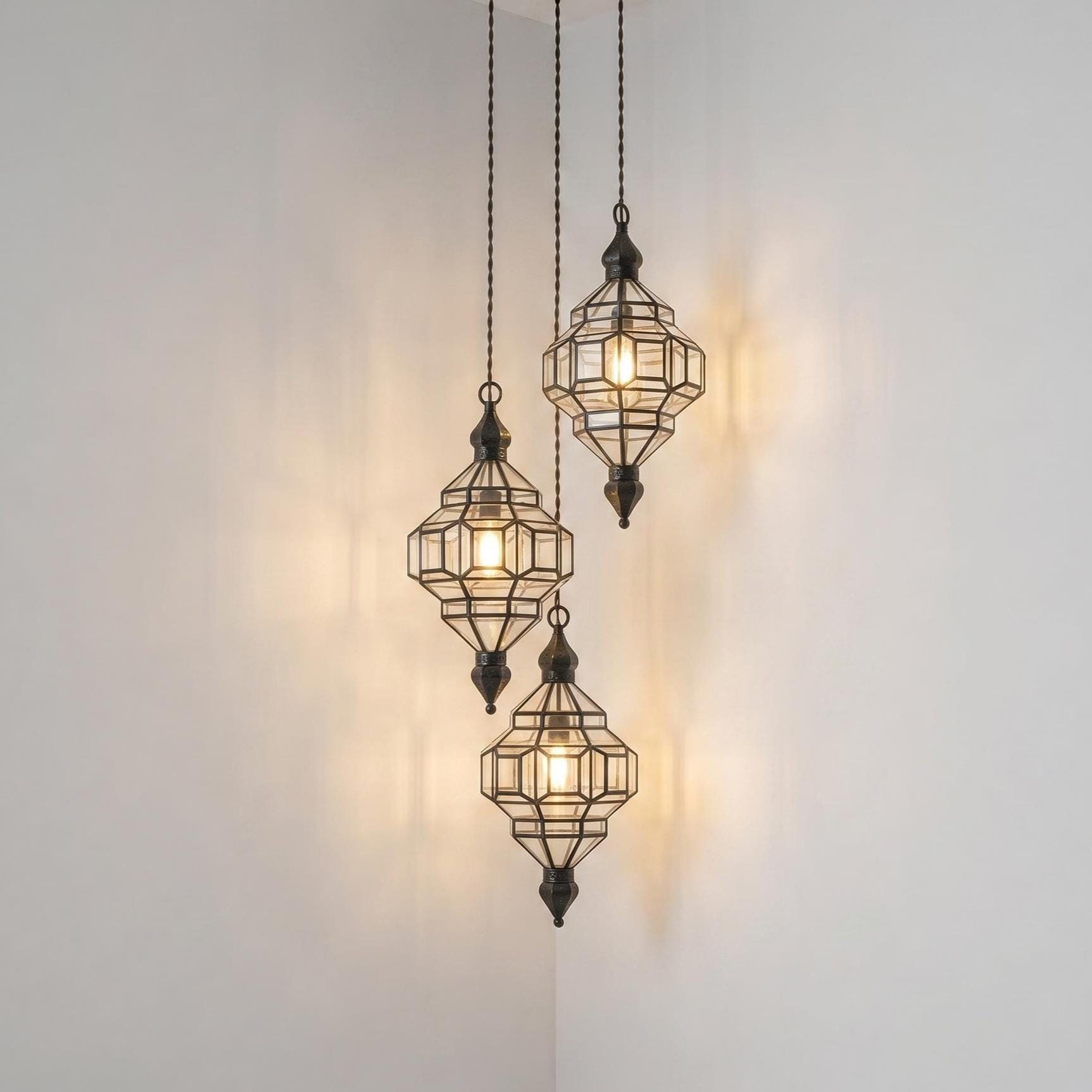 Clear Glass Pendant Light – Handmade Moroccan Lantern - Image 6