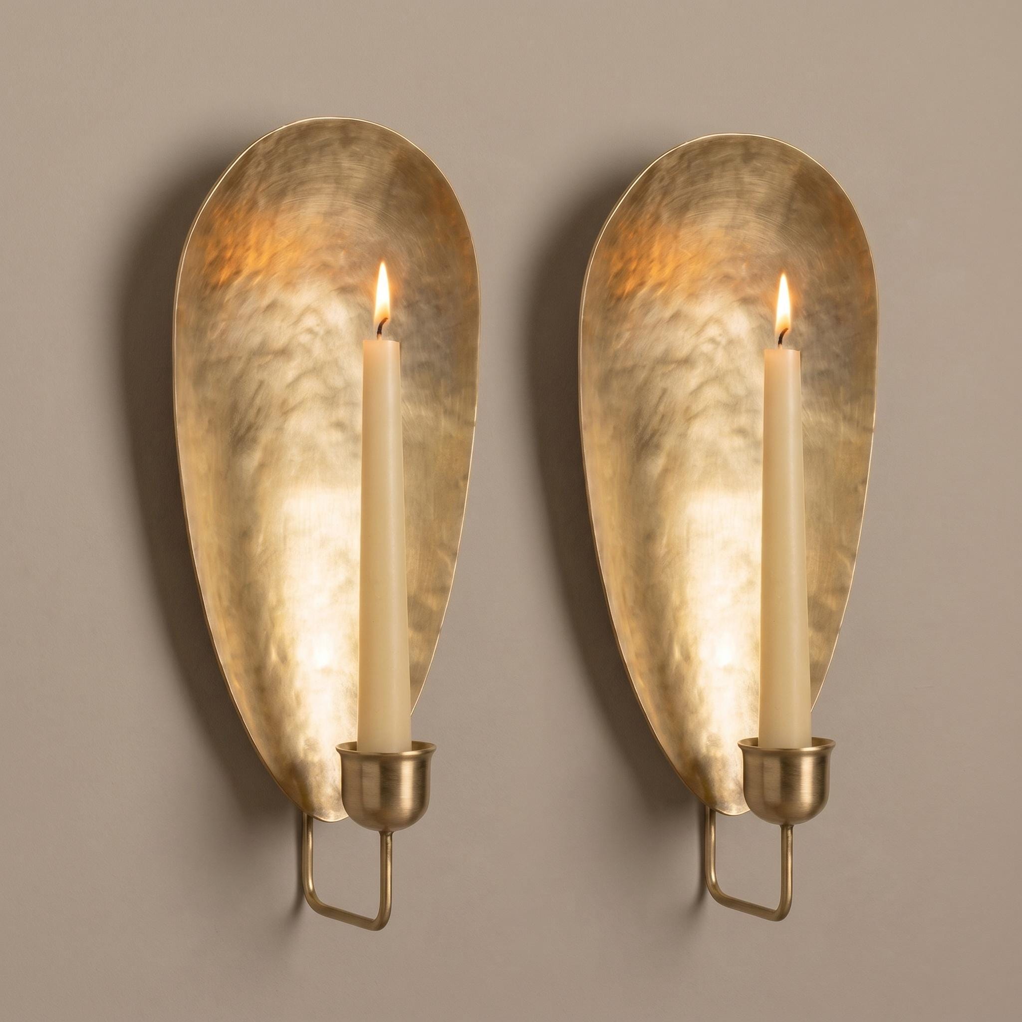 Brass Wall Candle Sconce Set of 2 – Handmade Modern Candle Holders - Image 5