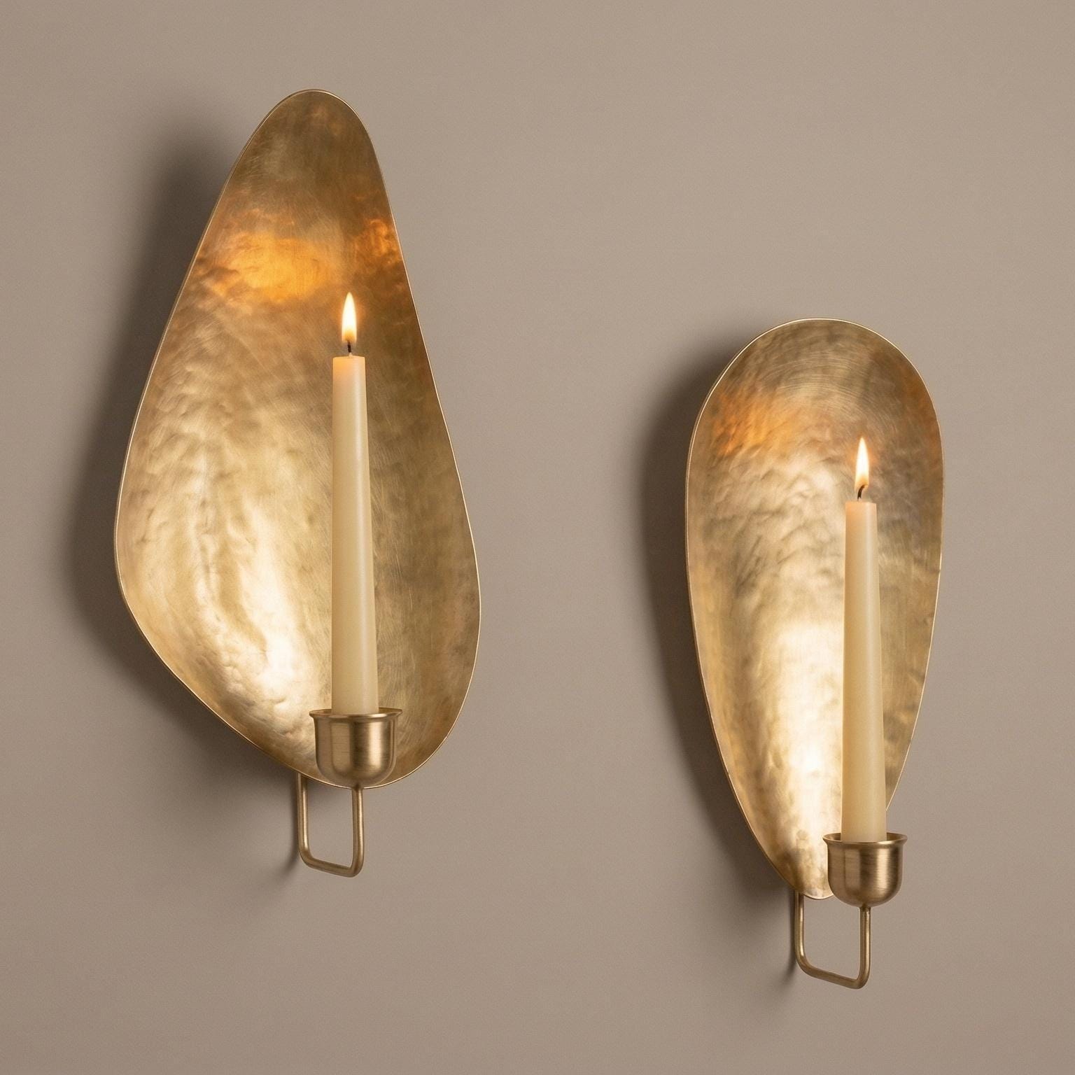 Brass Wall Candle Sconce Set of 2 – Handmade Modern Candle Holders - Image 2